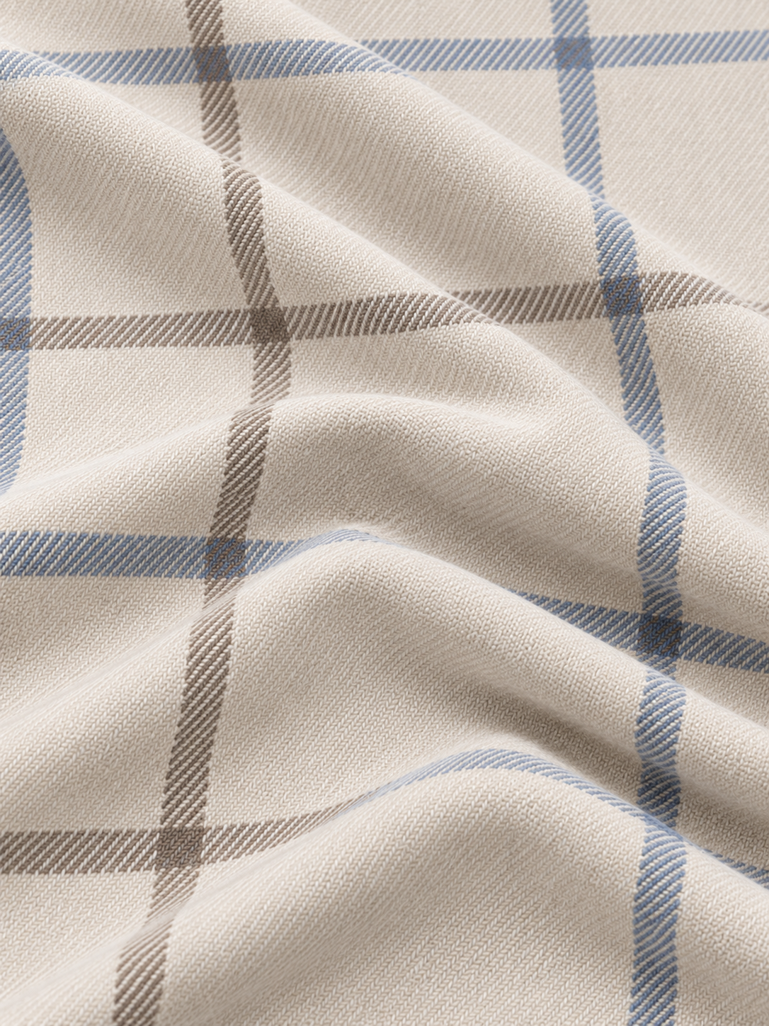 Cream Blue Plaid Performance Golf Quarter-Zip Pullover