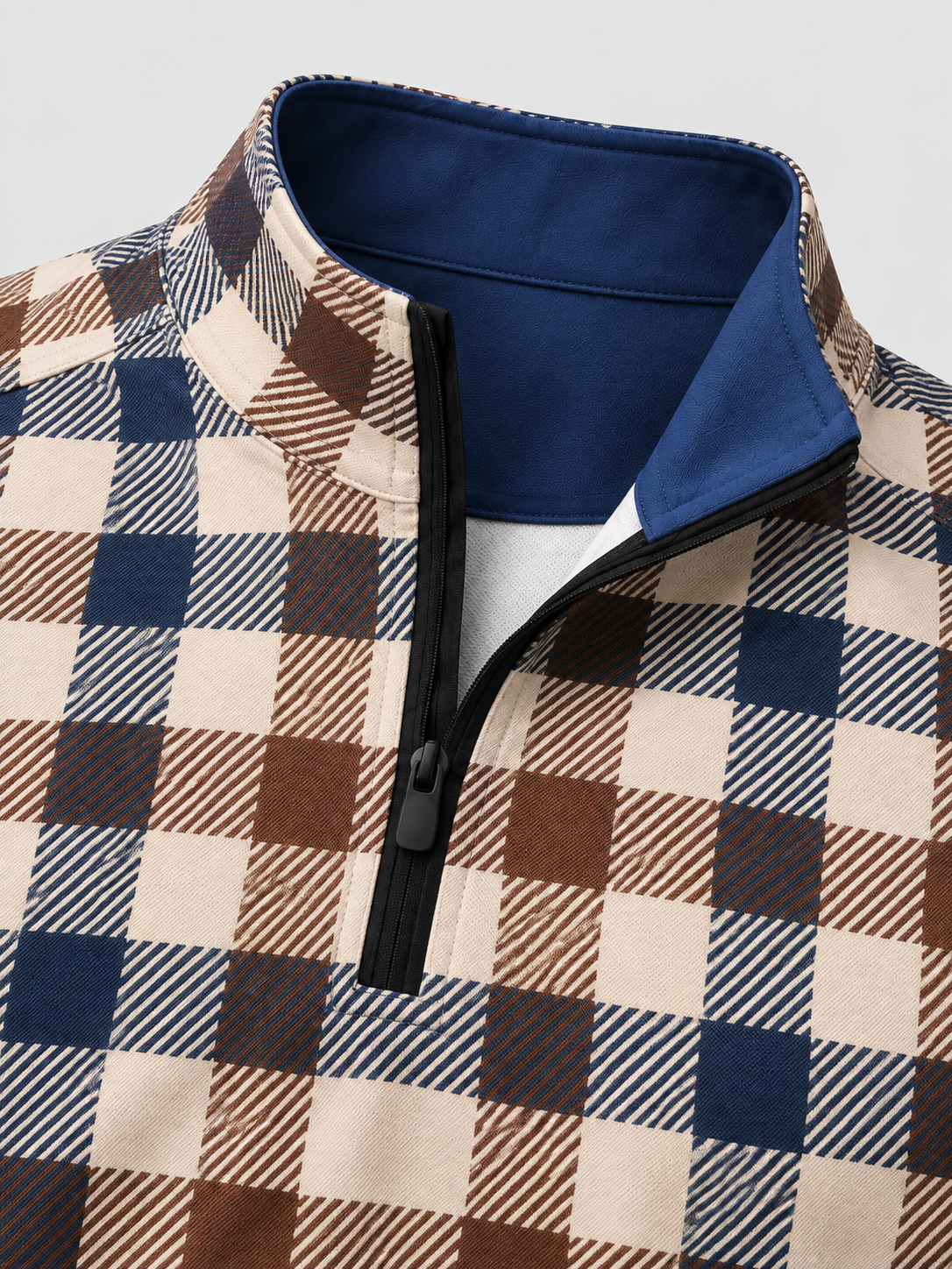 Heritage Navy Plaid Performance Quarter-Zip Pullover