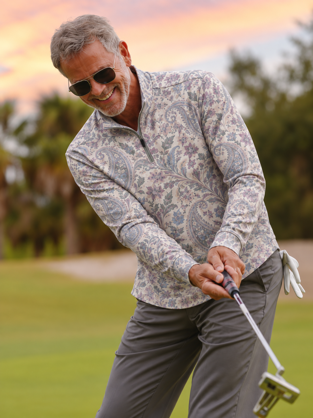 Garden Paisley Golf Quarter-Zip Pullover