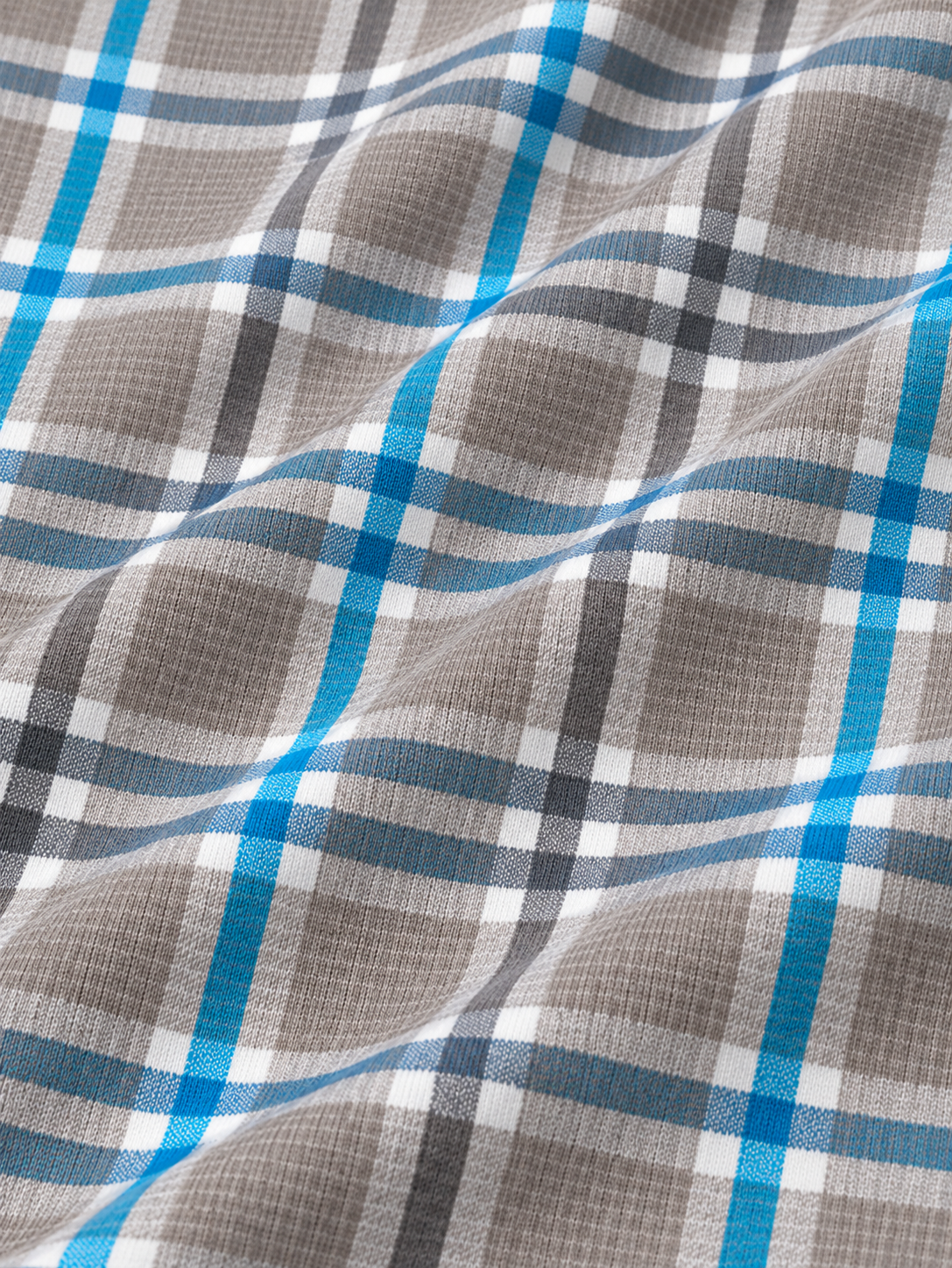 Stone Gray and Aqua Plaid Performance Golf Quarter-Zip Pullover