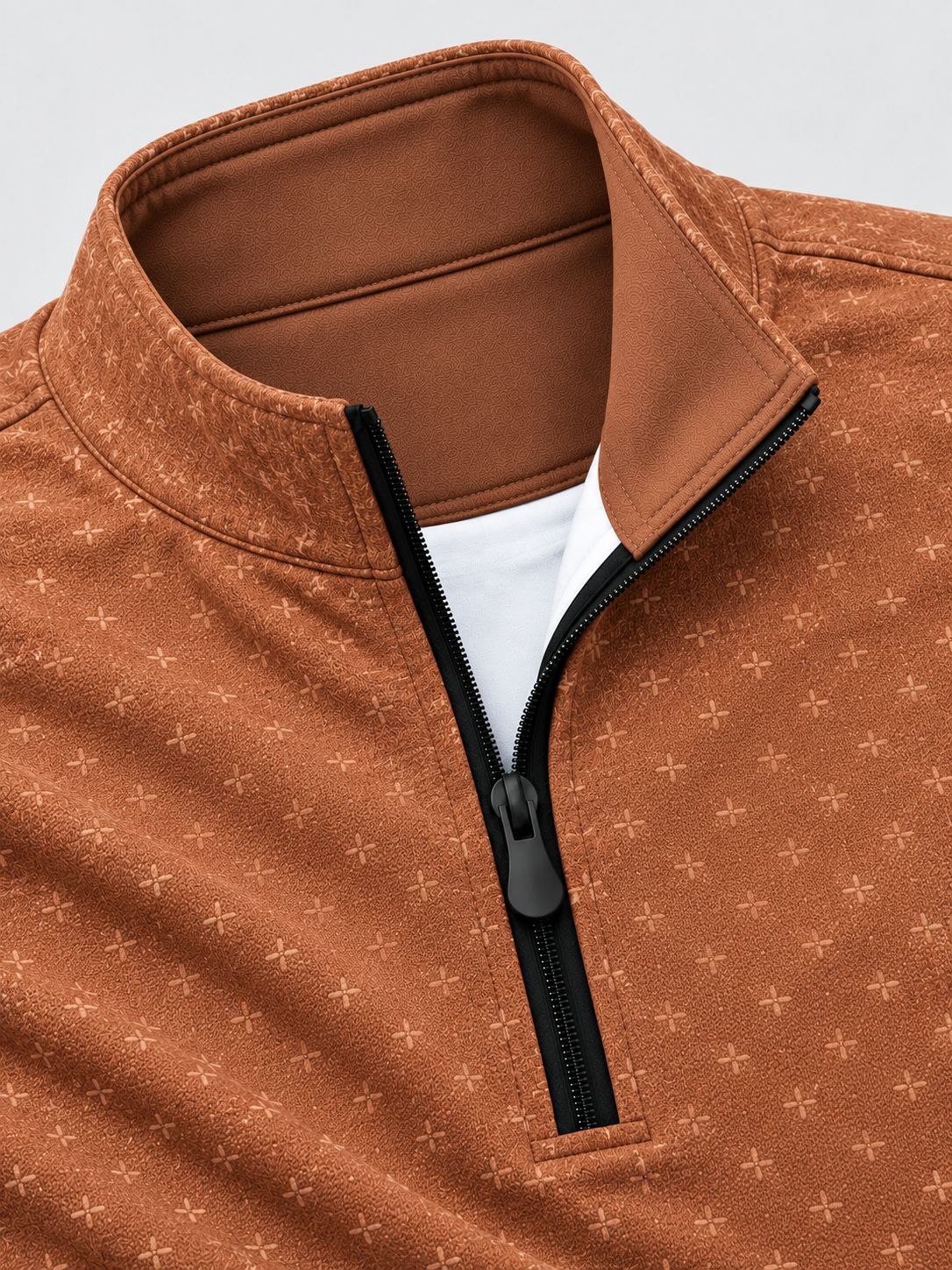 Terracotta Micro Cross Print Performance Golf Quarter-Zip Pullover
