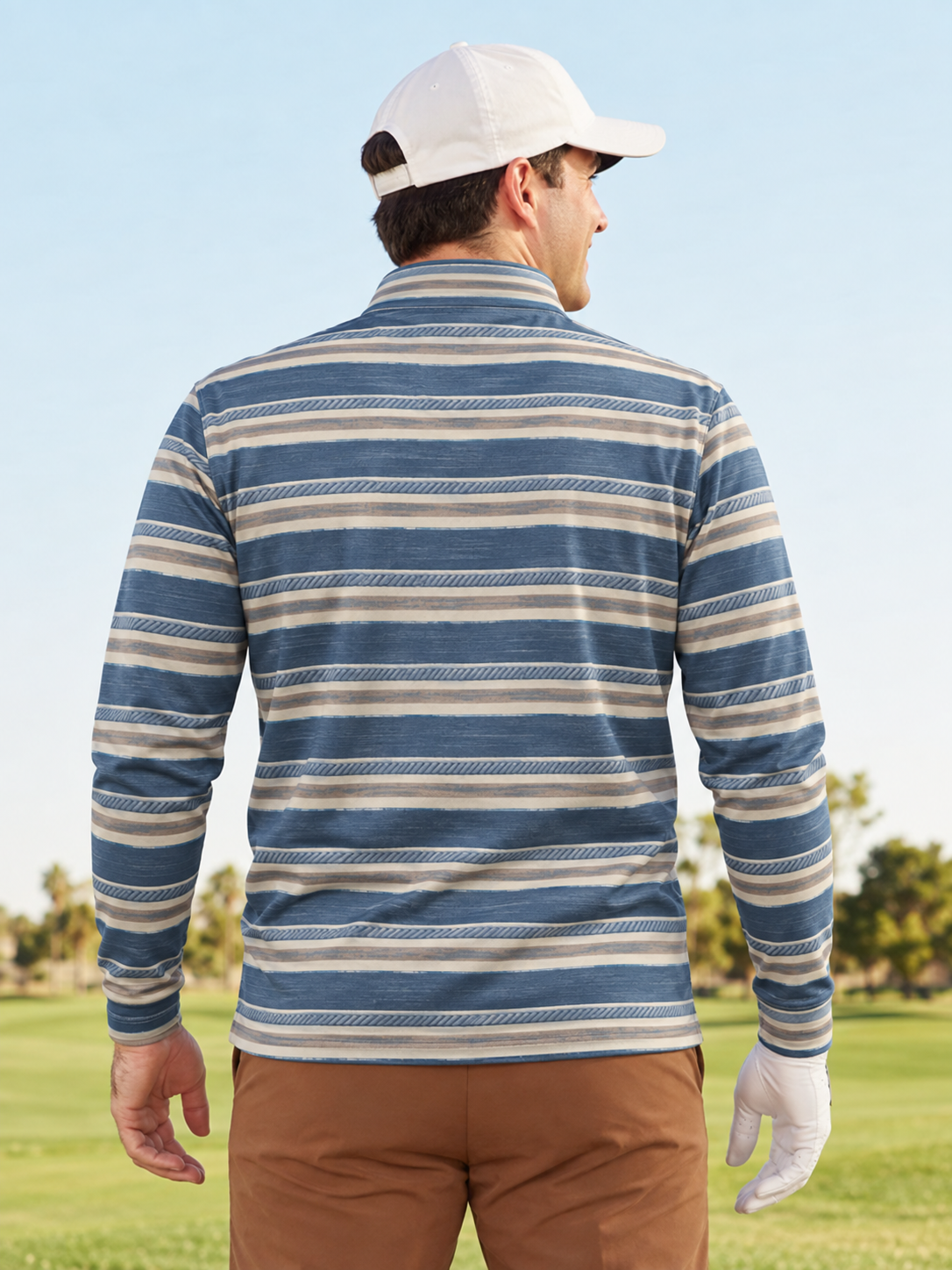 Coastal Rope Stripe Performance Quarter-Zip Pullover