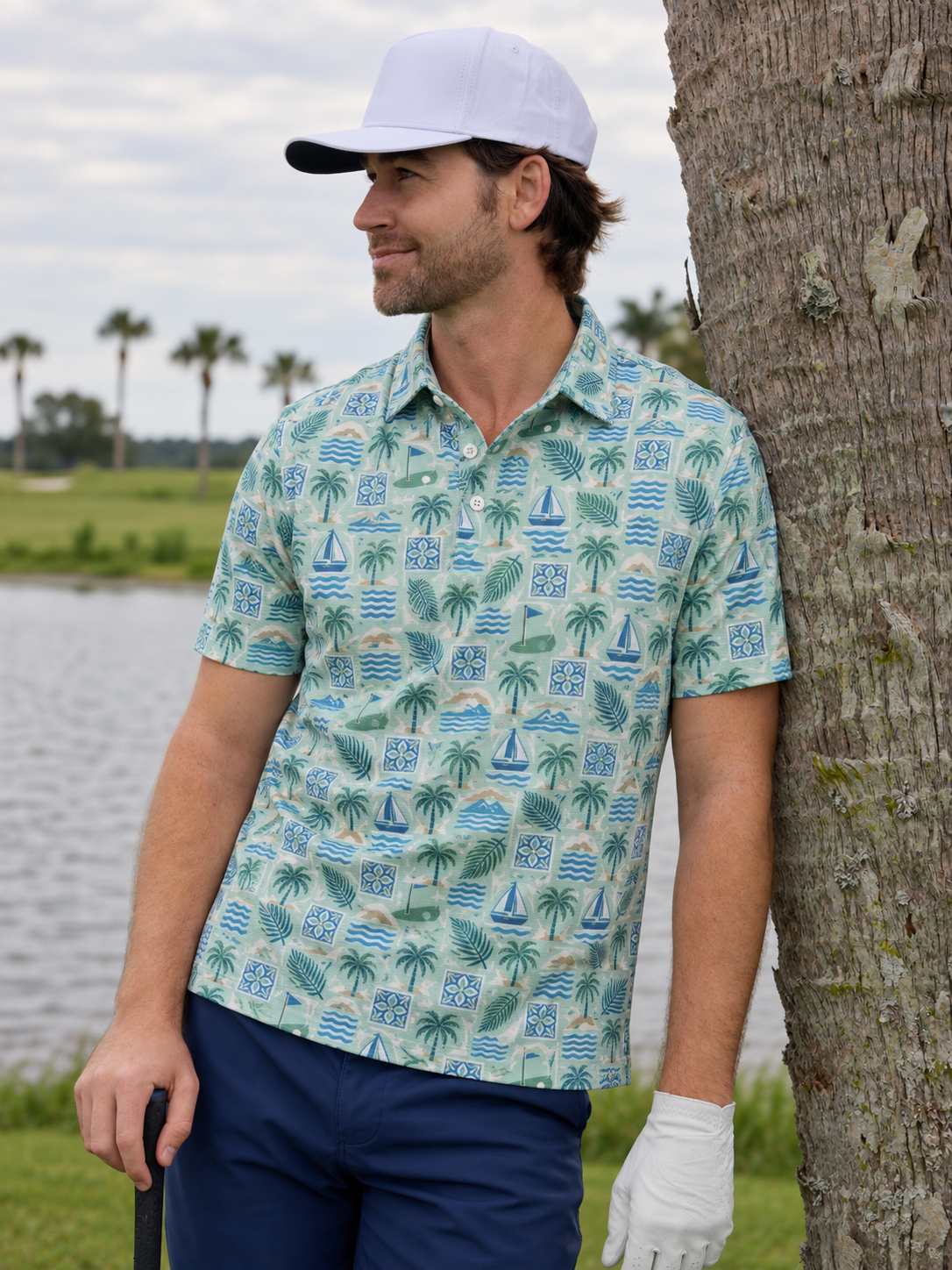 Seaside Tropical Golf Polo