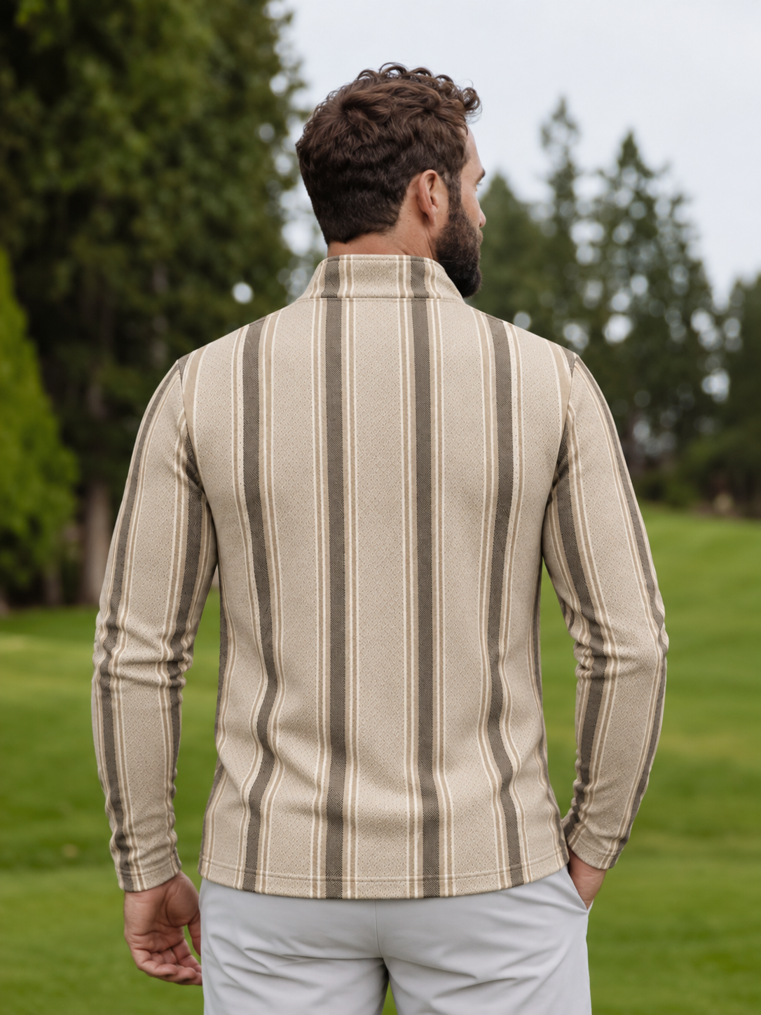 Sandstone Stripe Quarter-Zip Pullover