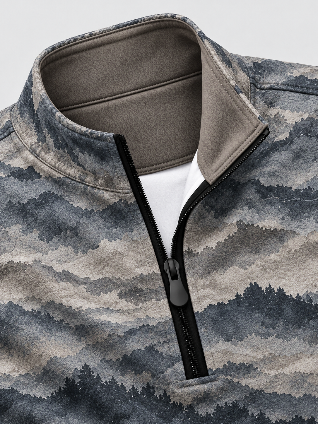 Slate Blue Misty Mountain Landscape Print Performance Golf Quarter-Zip Pullover