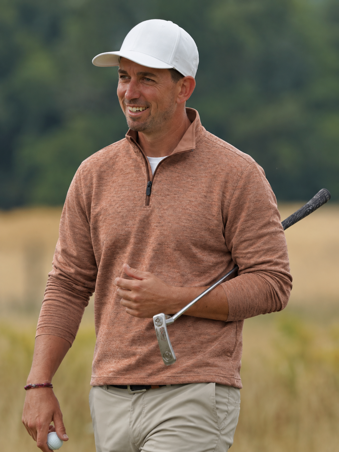 Clay Heather Performance Golf Quarter-Zip Pullover