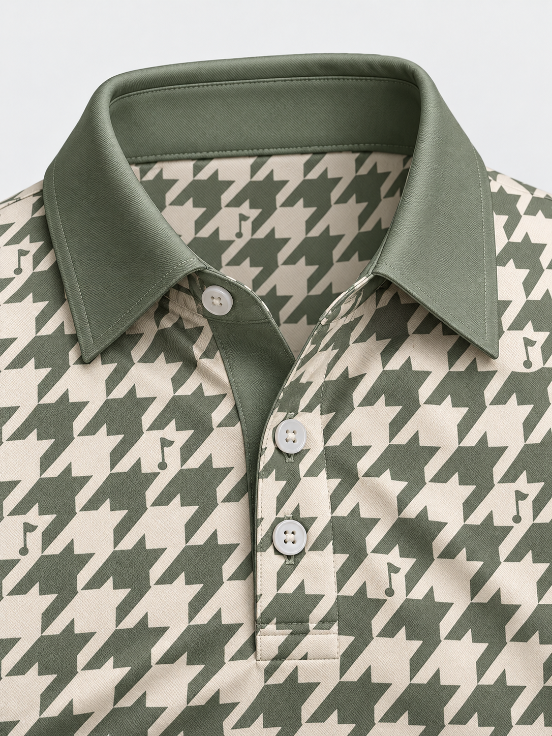 Sage Houndstooth Performance Golf Polo