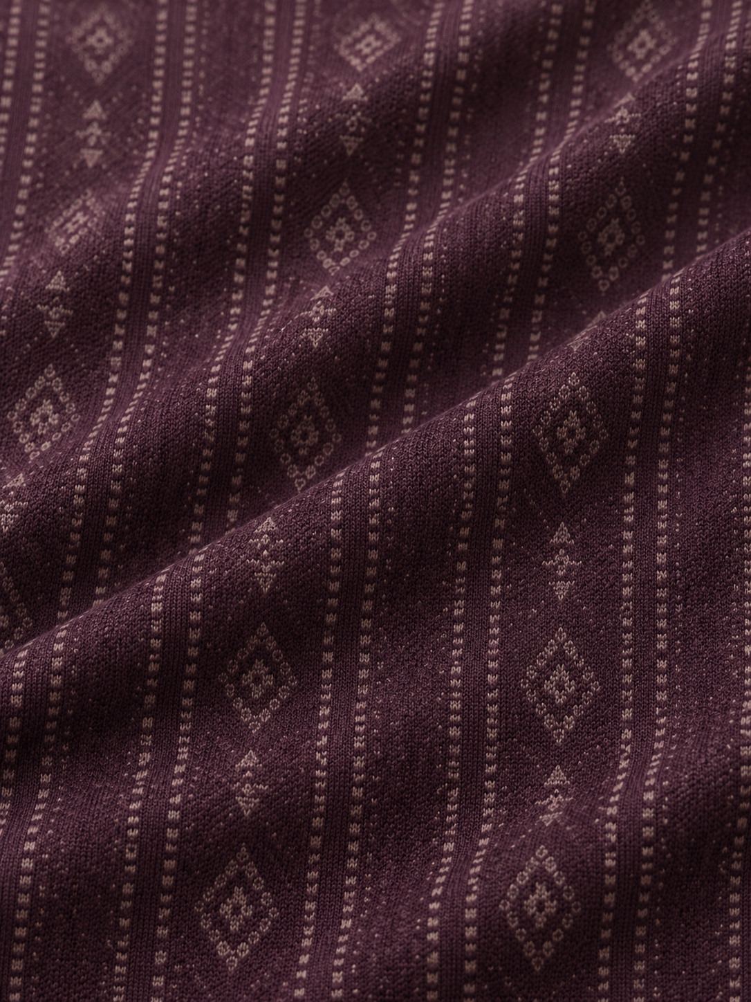 Deep Plum Heritage Pattern Quarter-Zip Pullover