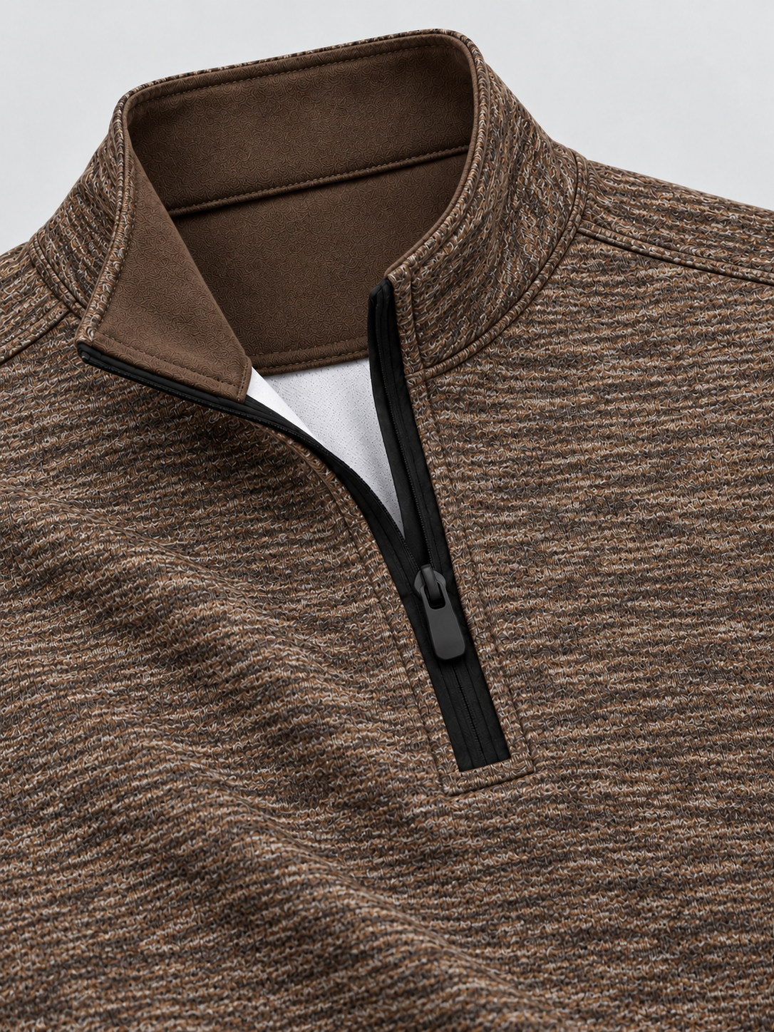 Walnut Slub-Knit Performance Golf Quarter-Zip Pullover