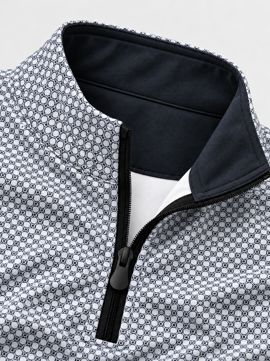 Black and White Geometric Print Performance Golf Quarter-Zip Pullover