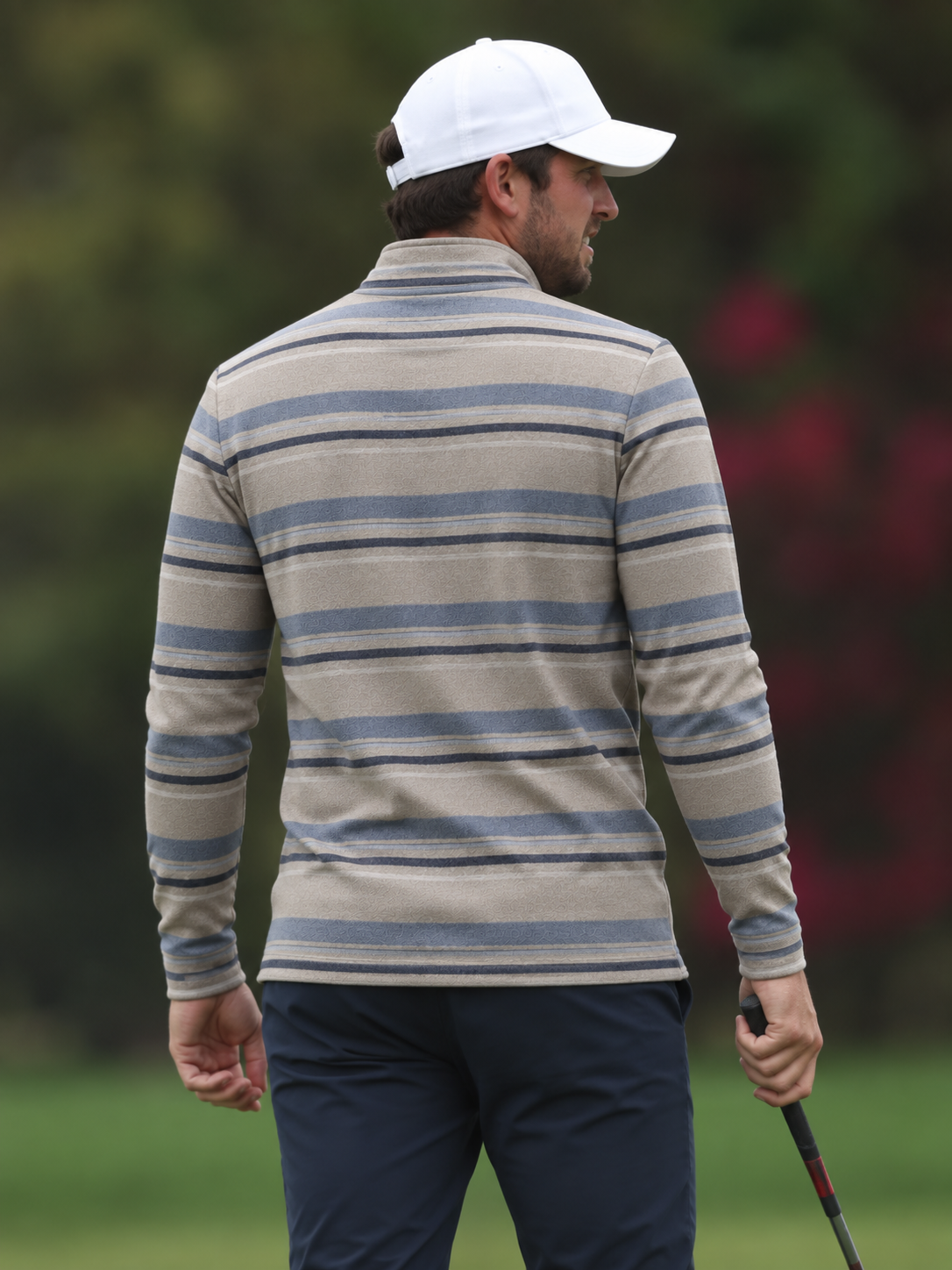 Sandstone Blue Stripe Performance Quarter-Zip Pullover