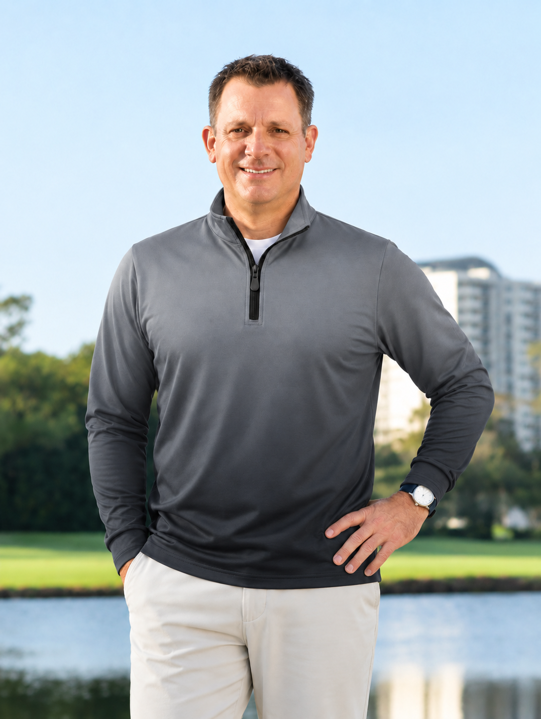 Slate Melange Ombre Golf Quarter-Zip Pullover