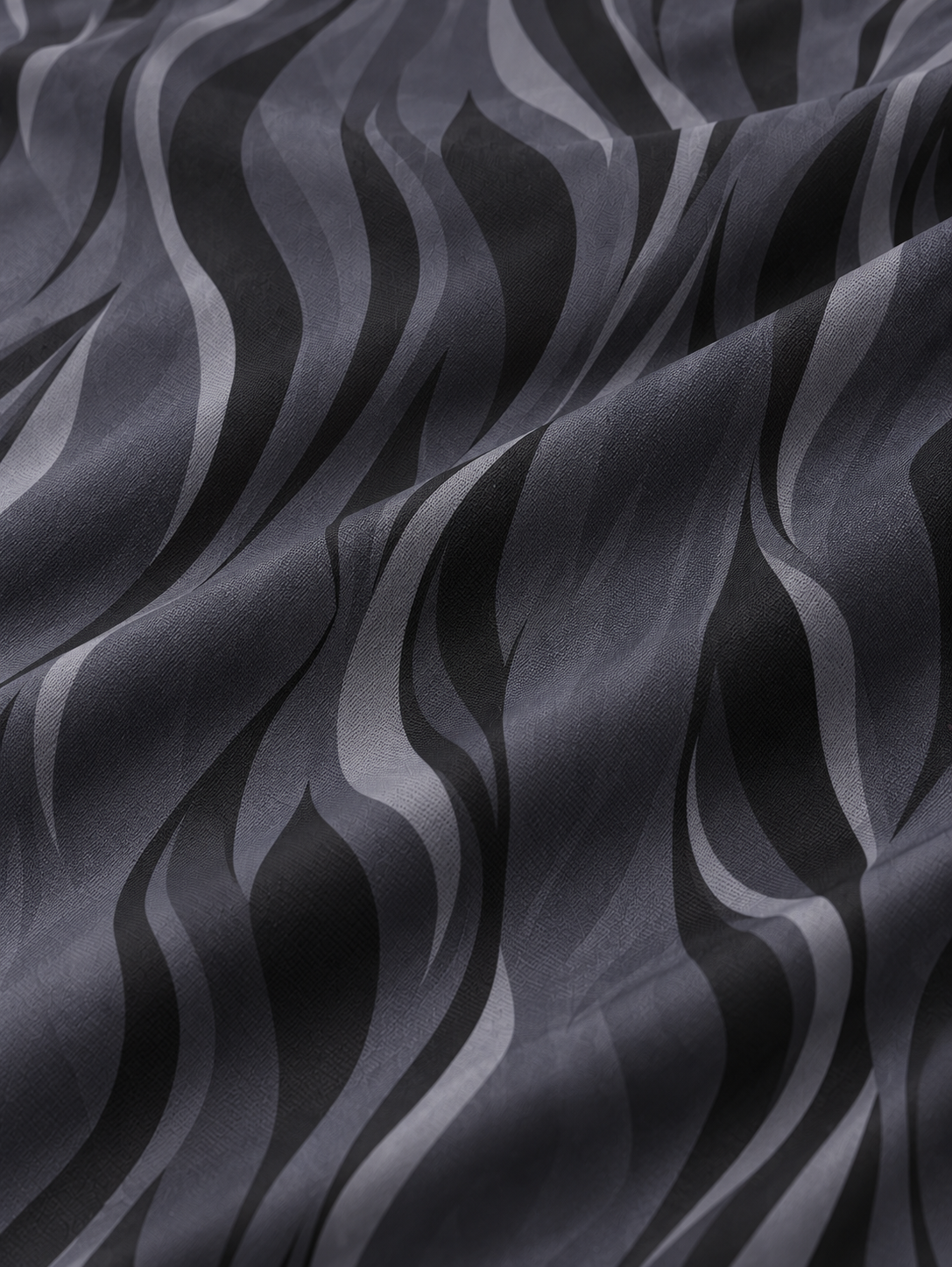 Charcoal Gray Wave Print Golf Quarter-Zip Pullover