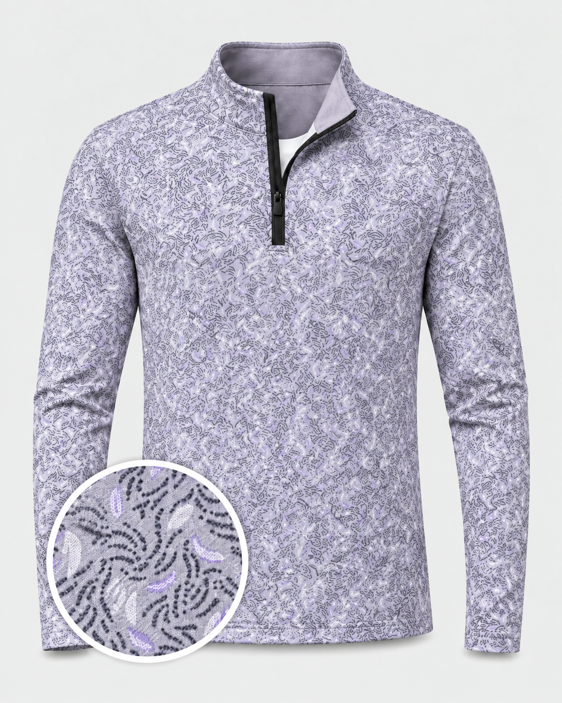 Lavender Abstract Performance Quarter-Zip Pullover