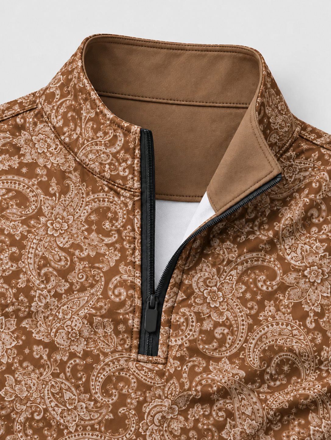 Mocha Heritage Paisley Performance Quarter-Zip Pullover
