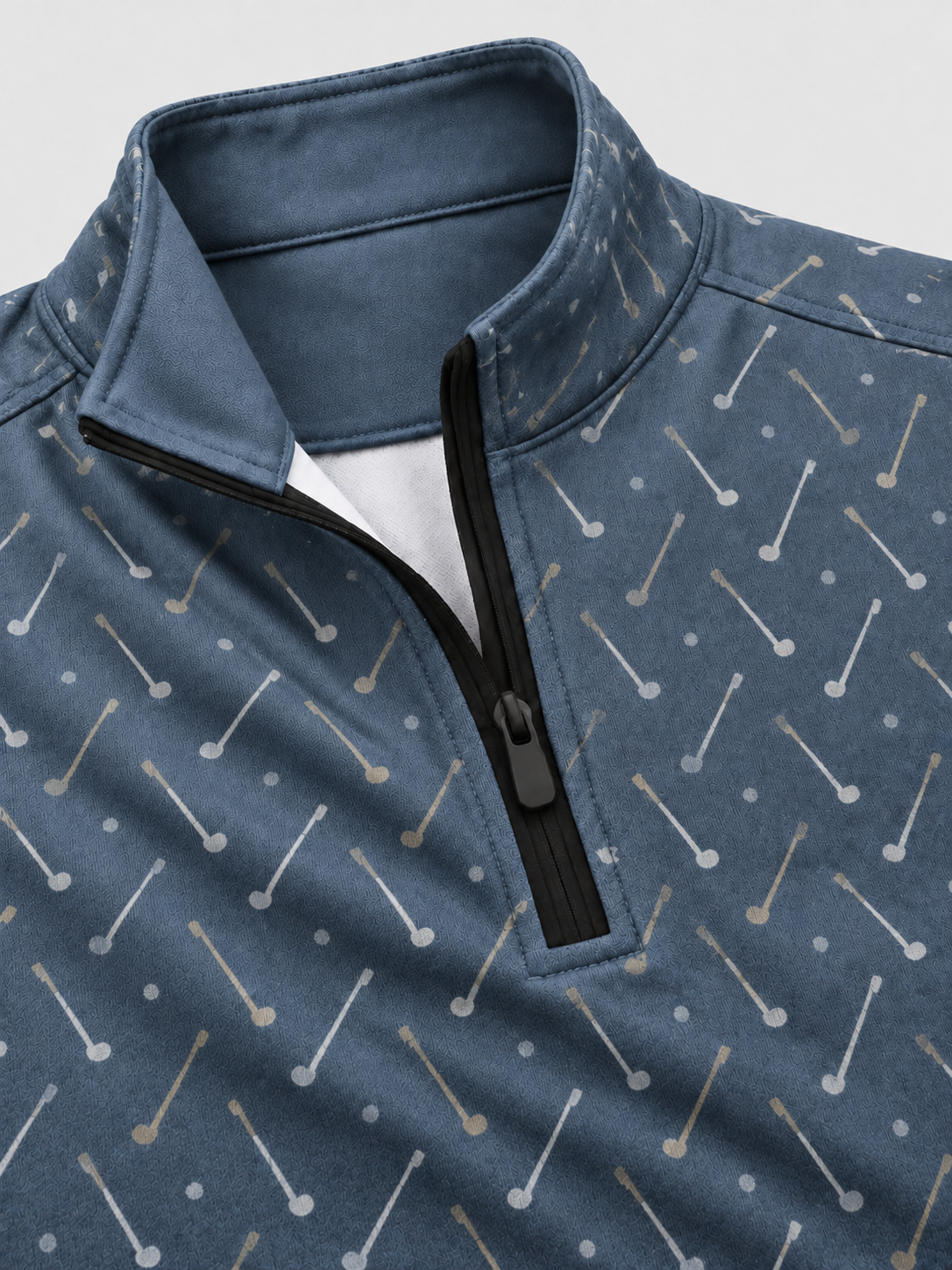 Slate Blue Golf Club Print Quarter-Zip Pullover