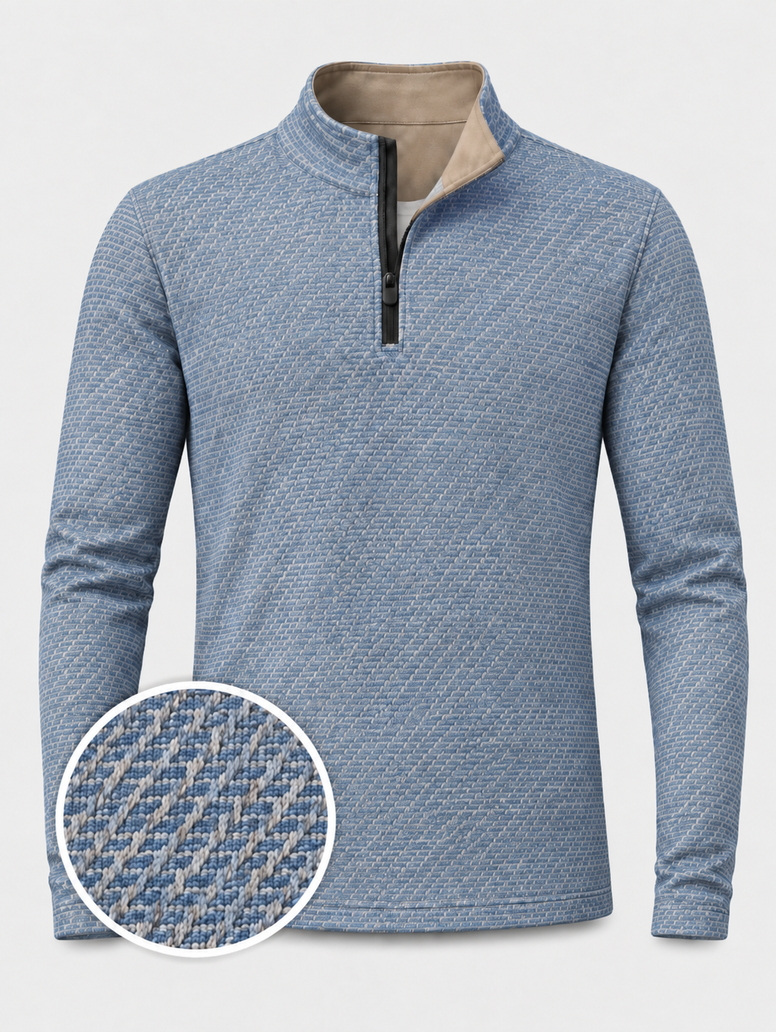 Coastal Blue Texture Performance Quarter-Zip Pullover