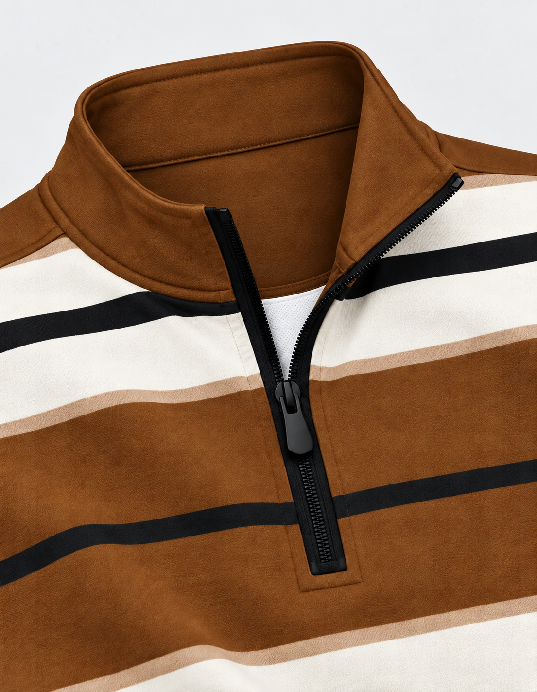 Espresso Ivory and Black Wide-Stripe Performance Golf Quarter-Zip Pullover