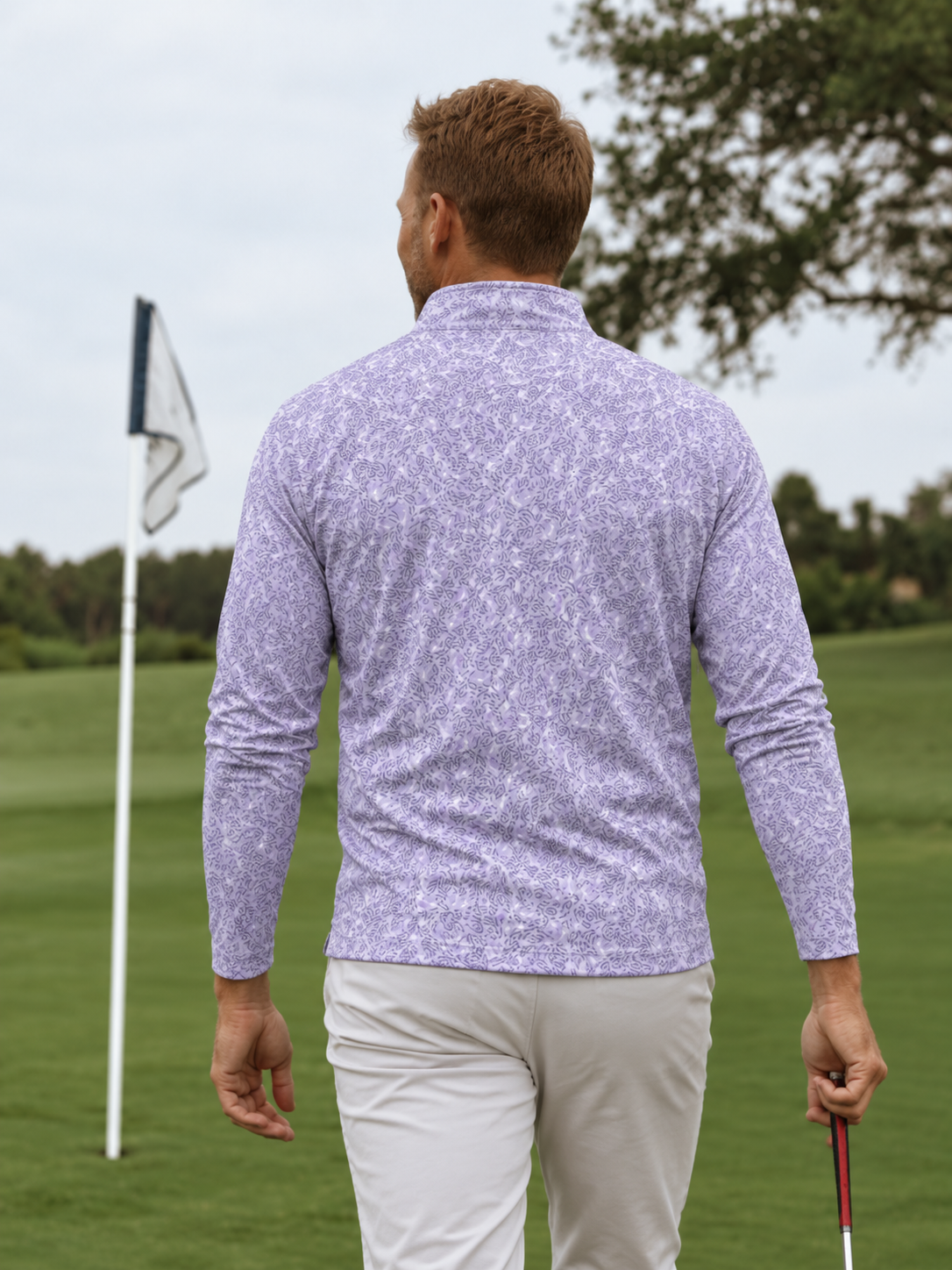 Lavender Abstract Performance Quarter-Zip Pullover