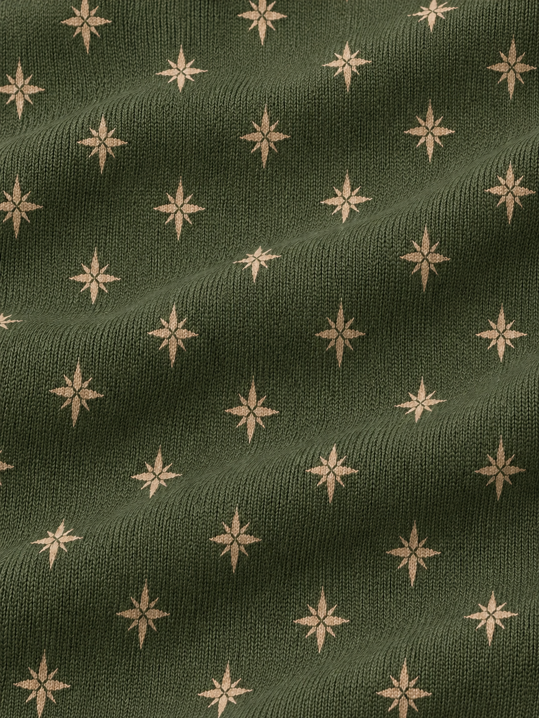Olive Green Starburst Print Performance Golf Quarter-Zip Pullover