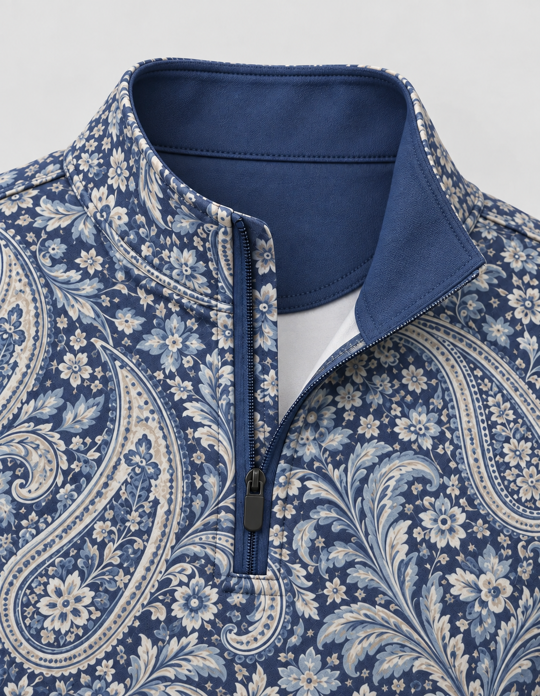 Navy Paisley Golf Quarter-Zip Pullover