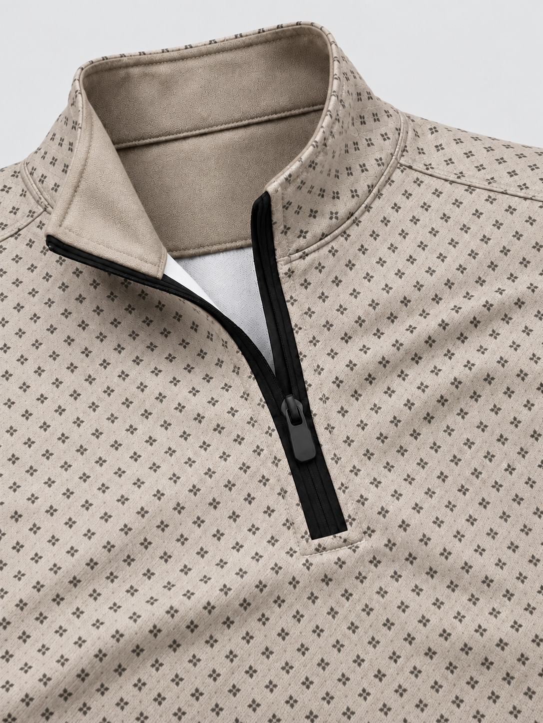 Ivory Fade Micro Pattern Quarter-Zip Pullover