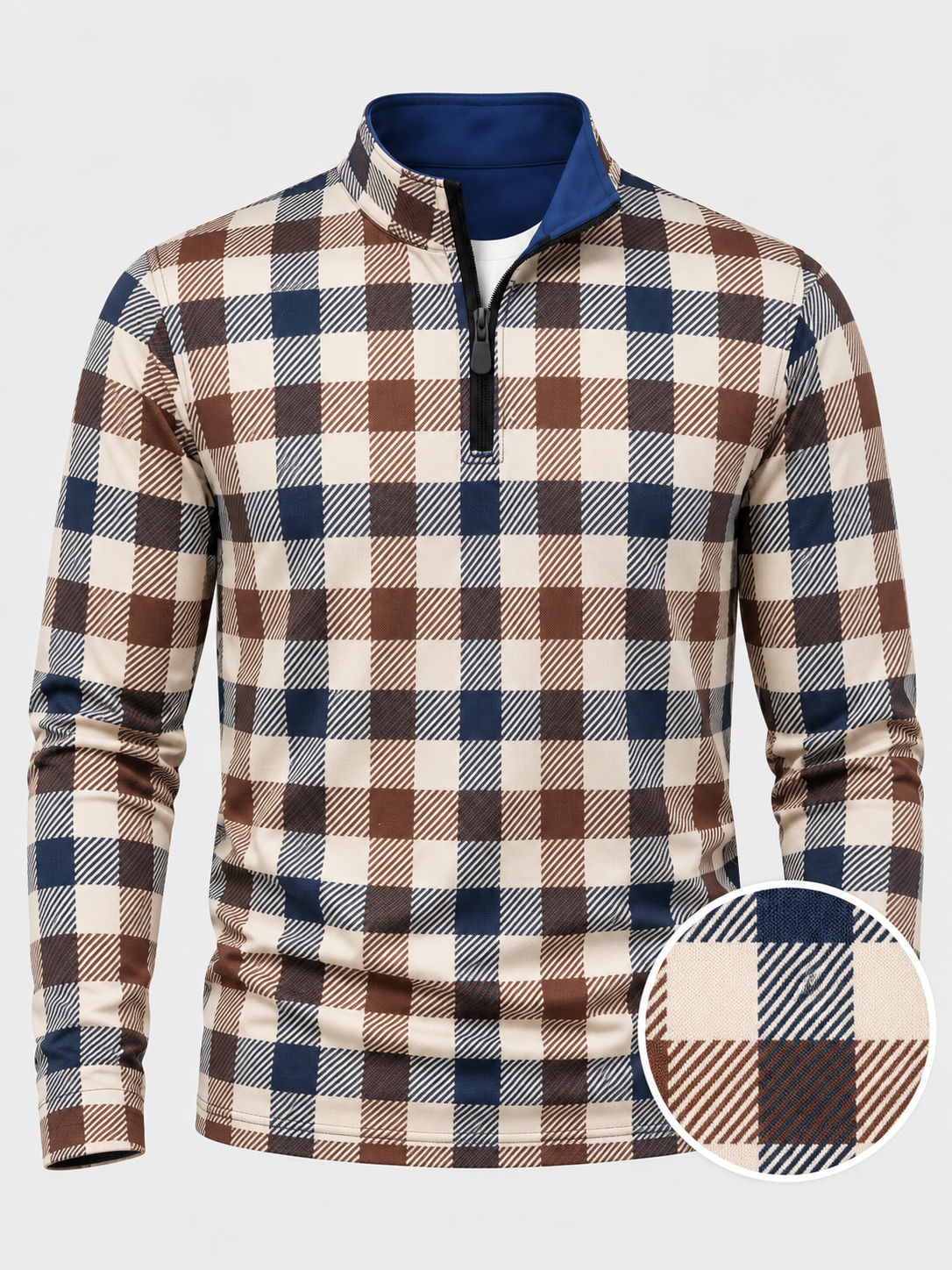 Heritage Navy Plaid Performance Quarter-Zip Pullover