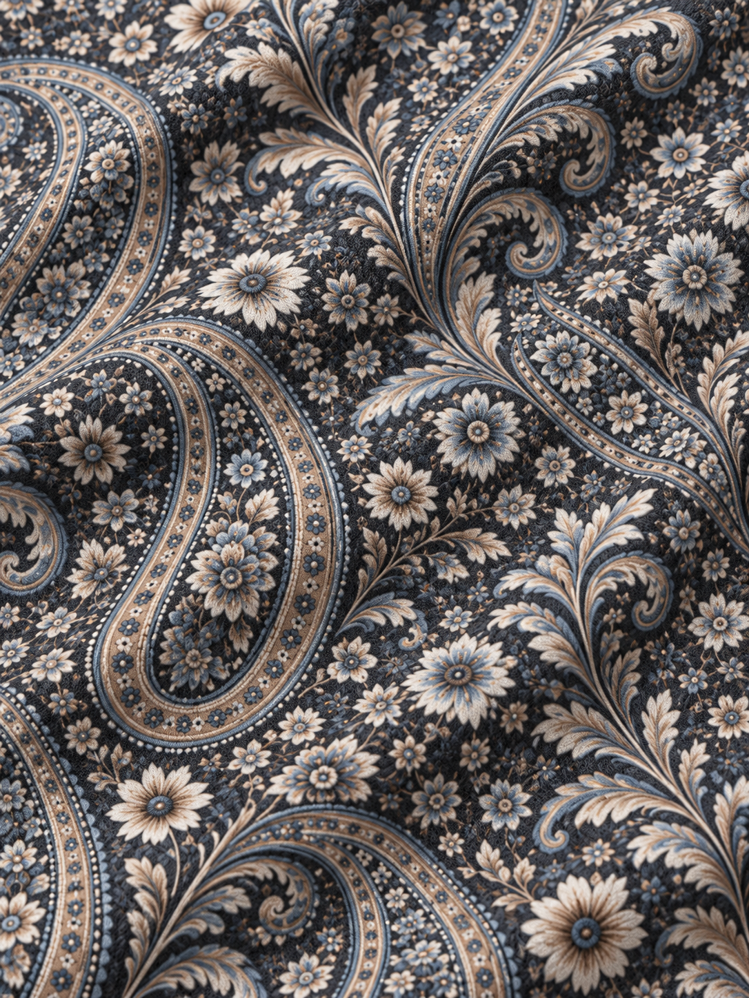 Blue Floral Paisley Print Performance Golf Quarter-Zip Pullover
