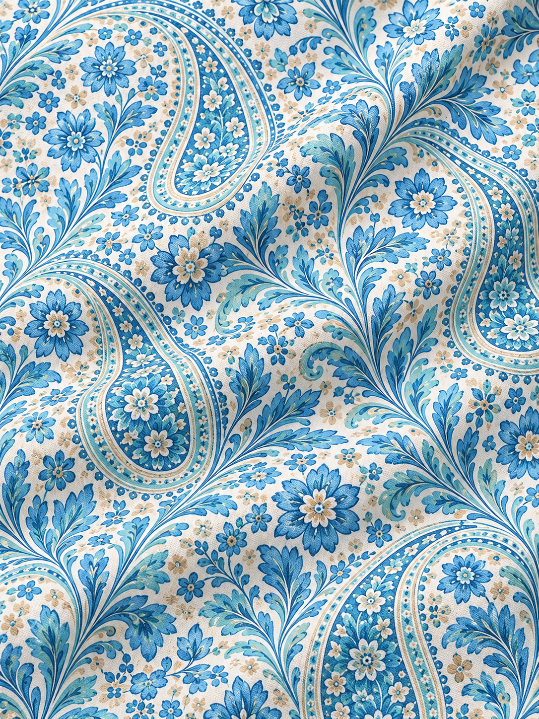 Sky Blue Floral Paisley Print Performance Golf Quarter-Zip Pullover