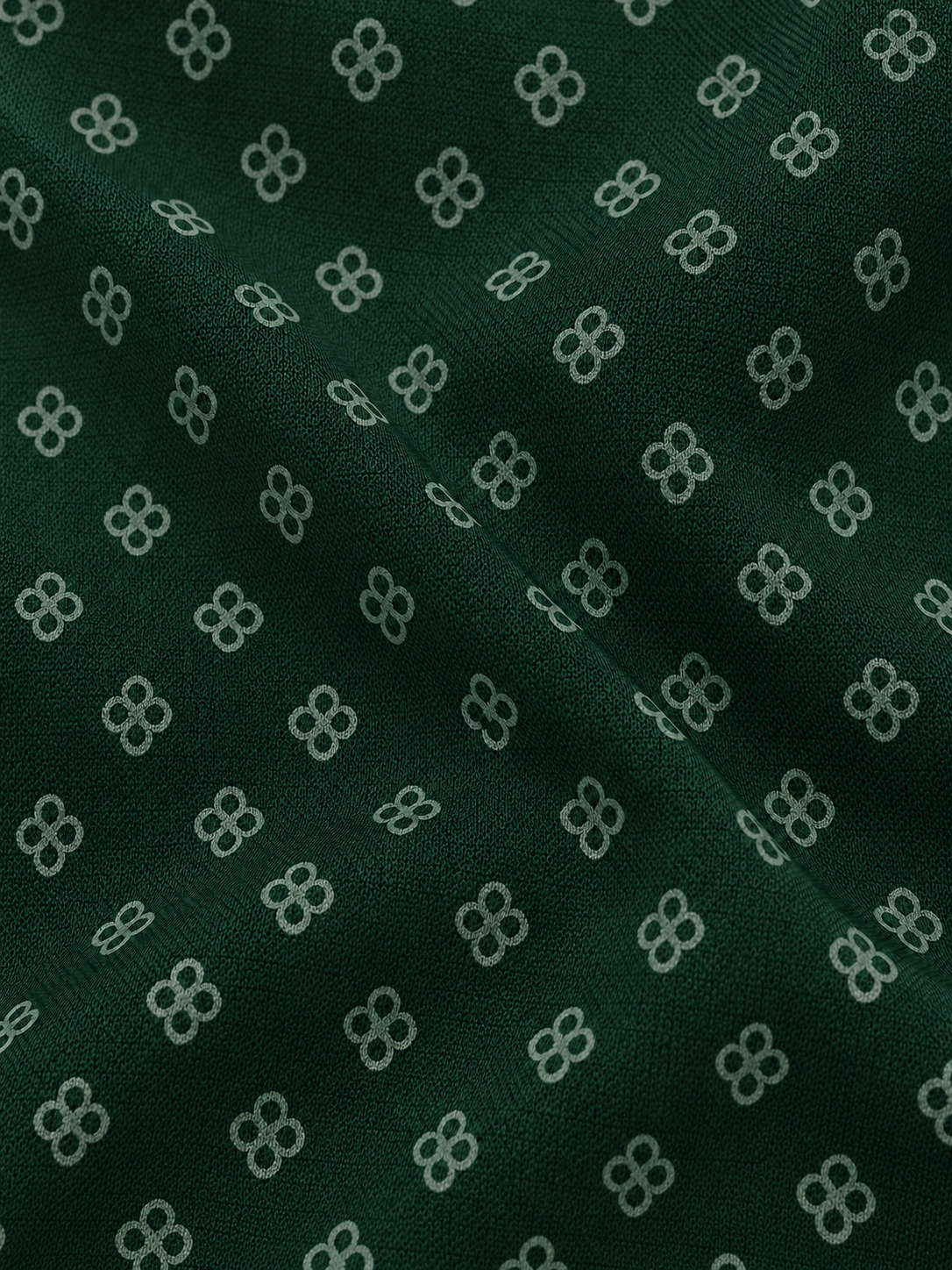 Forest Green Mini Clover Print Performance Golf Quarter-Zip Pullover
