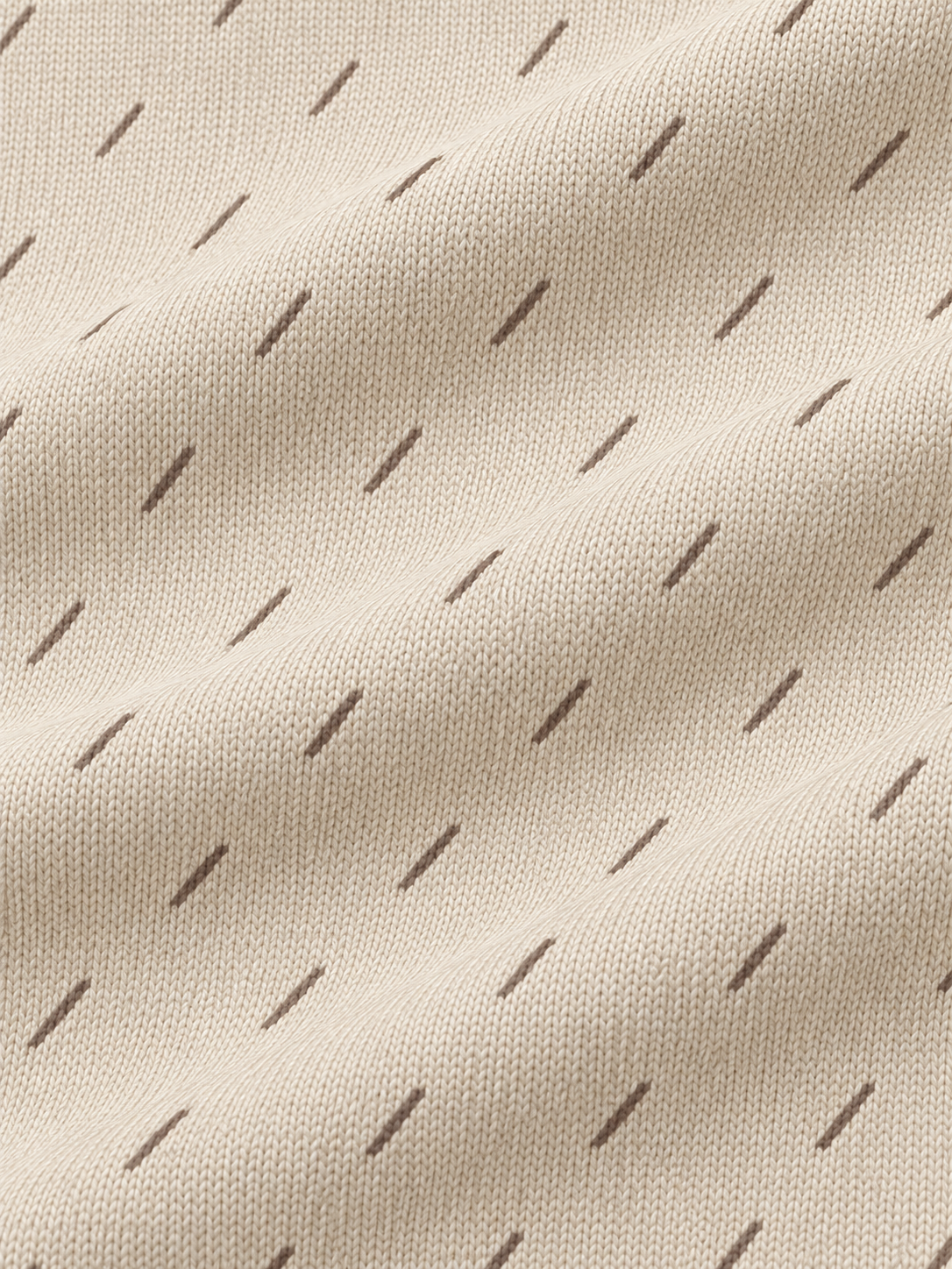 Ivory Beige Micro Dash Print Performance Golf Quarter-Zip Pullover