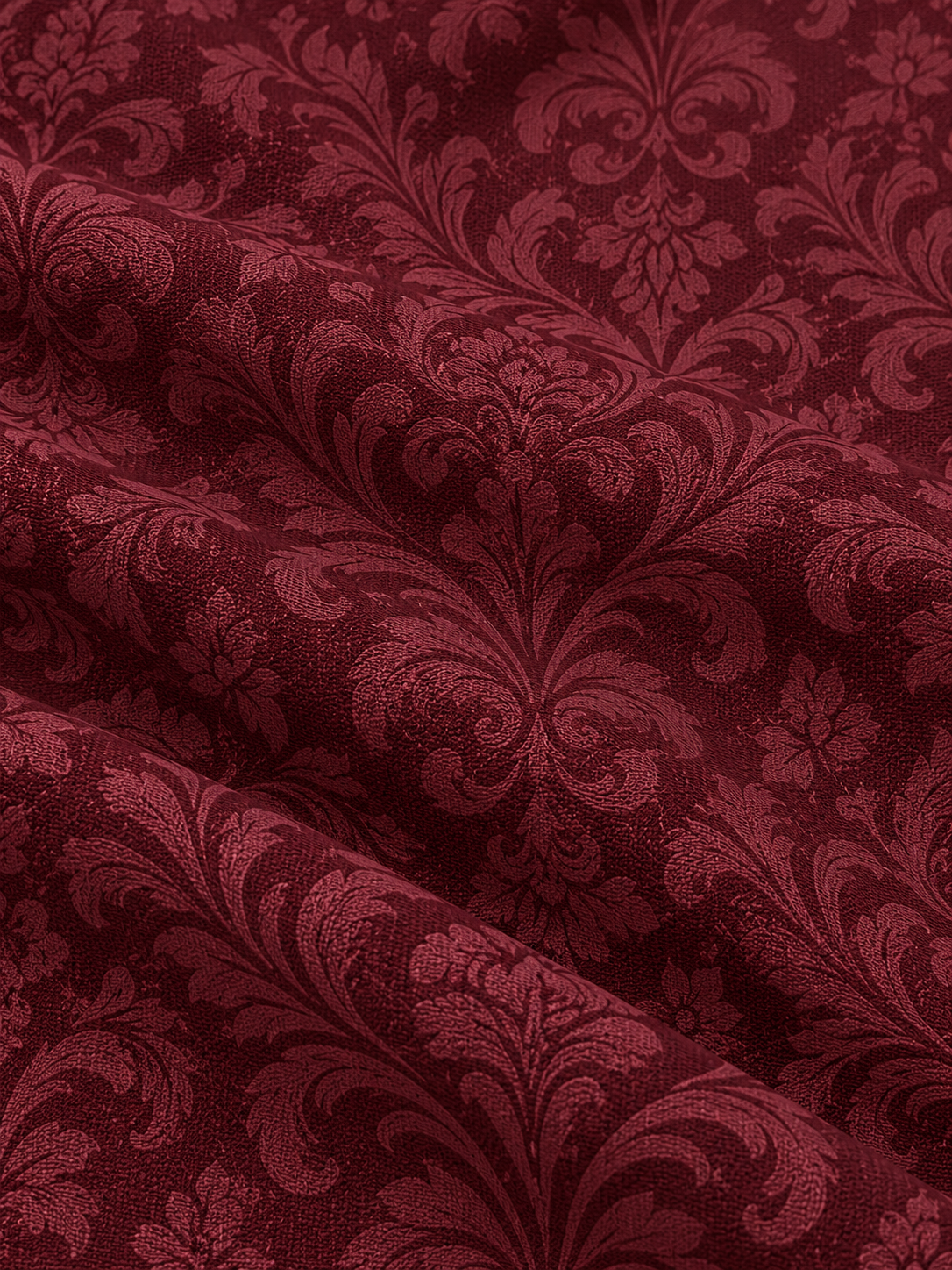 Burgundy Ornate Damask Print Performance Golf Quarter-Zip Pullover