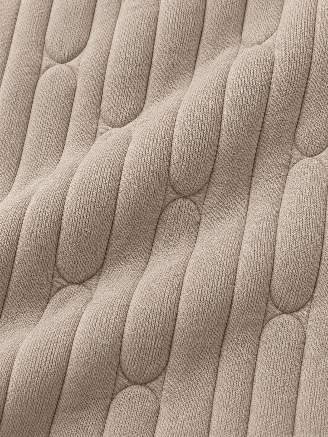 Oatmeal Beige Vertical Cable Texture Print Performance Golf Quarter-Zip Pullover