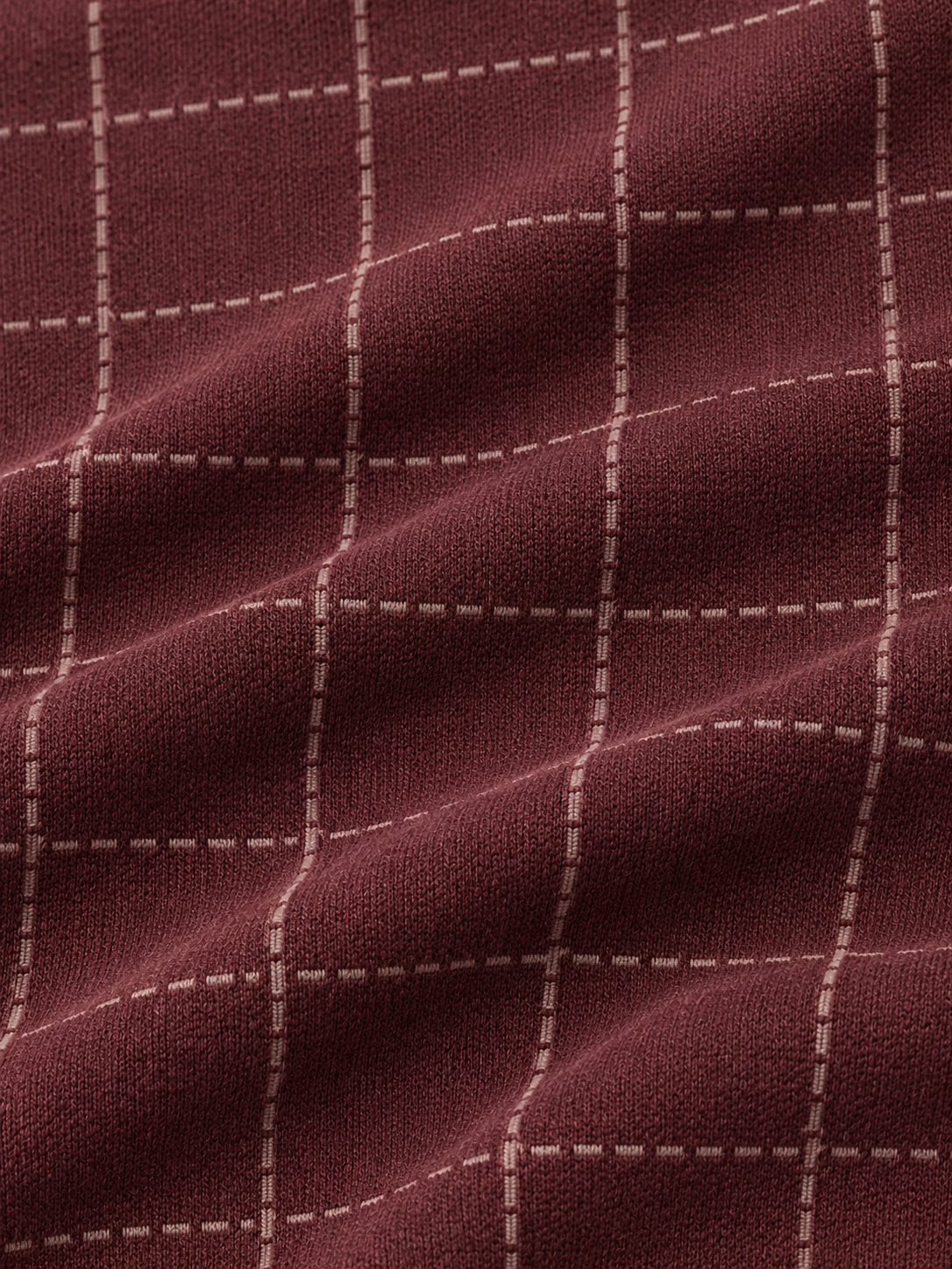 Burgundy Stitched Windowpane Print Performance Golf Quarter-Zip Pullover