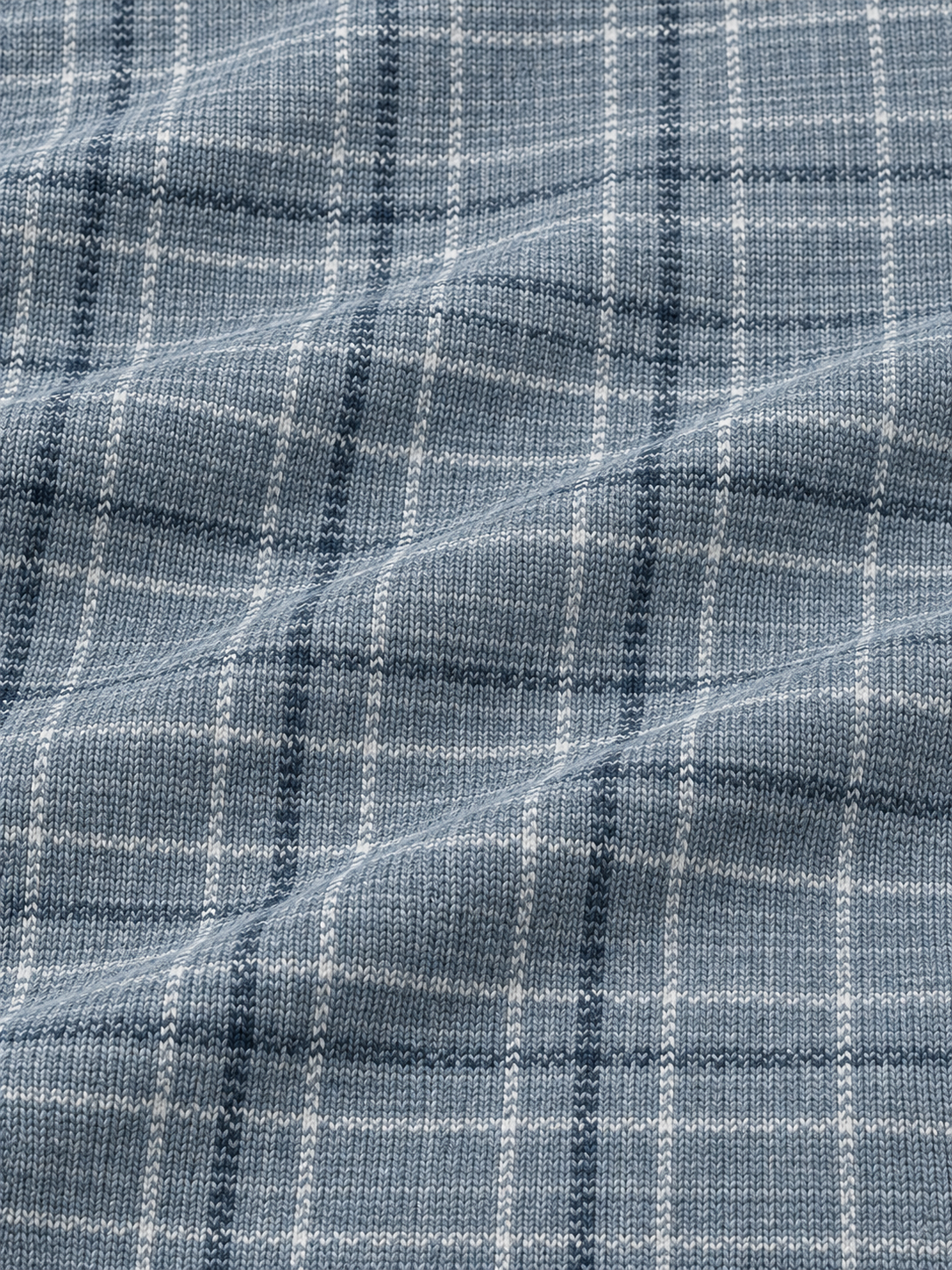Dusty Blue Crosshatch Plaid Print Performance Golf Quarter-Zip Pullover