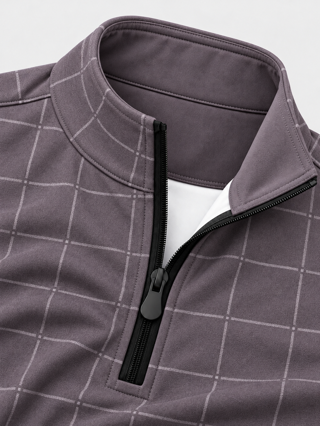 Dusty Mauve Minimalist Windowpane Print Performance Golf Quarter-Zip Pullover