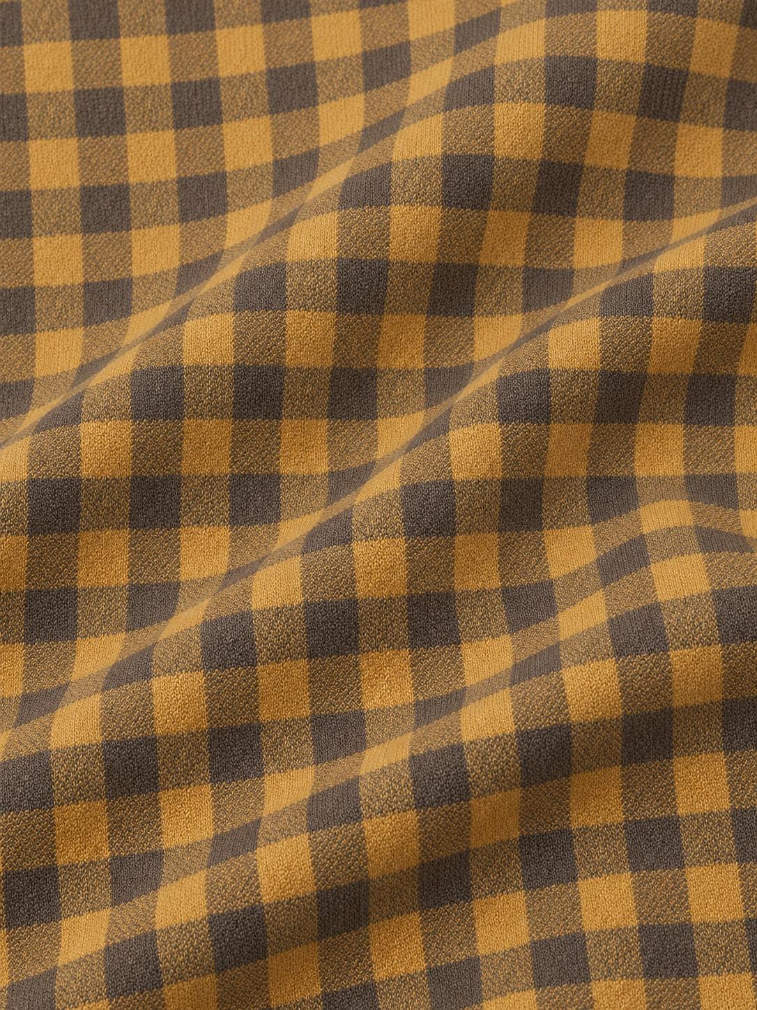 Golden Mustard Gingham Check Print Performance Golf Quarter-Zip Pullover