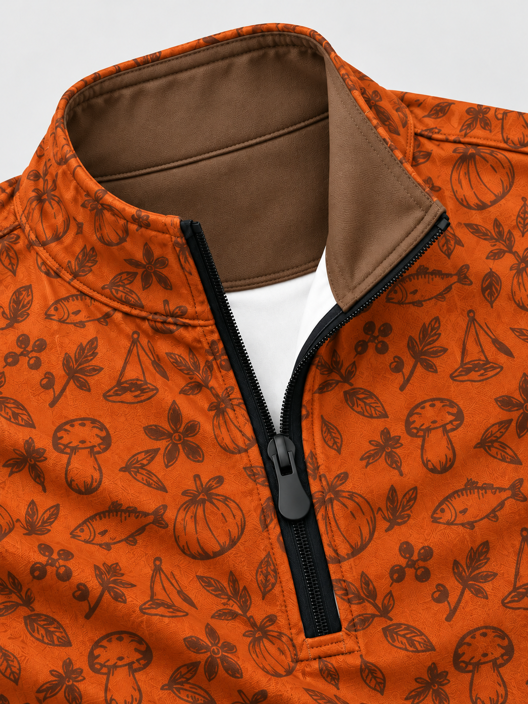 Burnt Orange Autumn Print Performance Golf Quarter-Zip Pullover