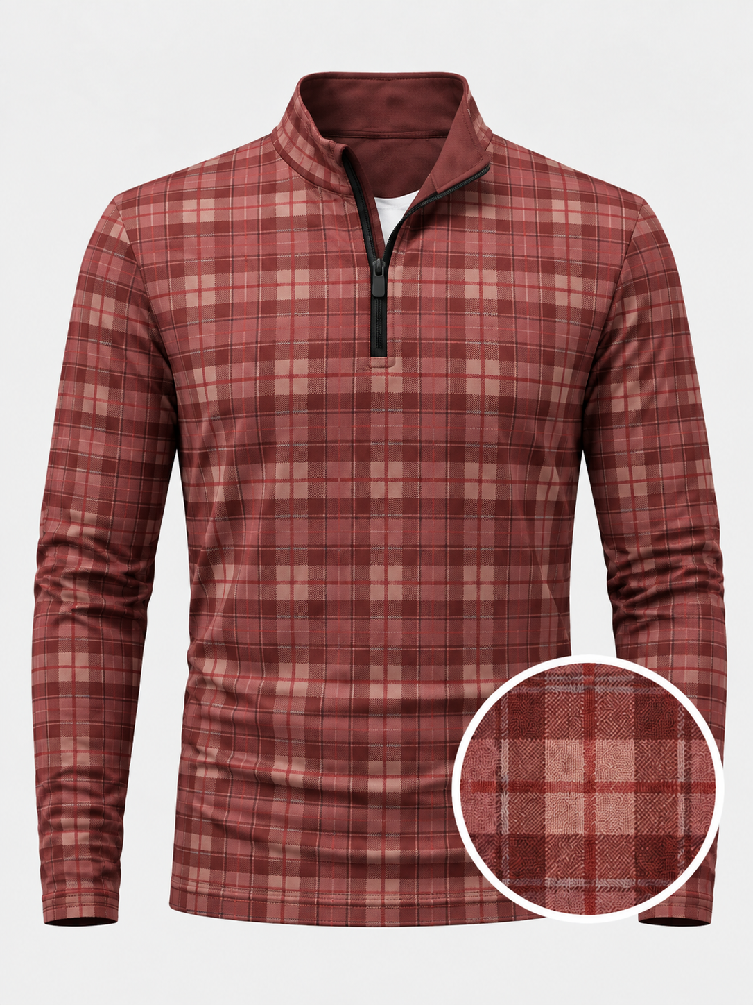 Burgundy Heritage Plaid Performance Quarter-Zip Pullover