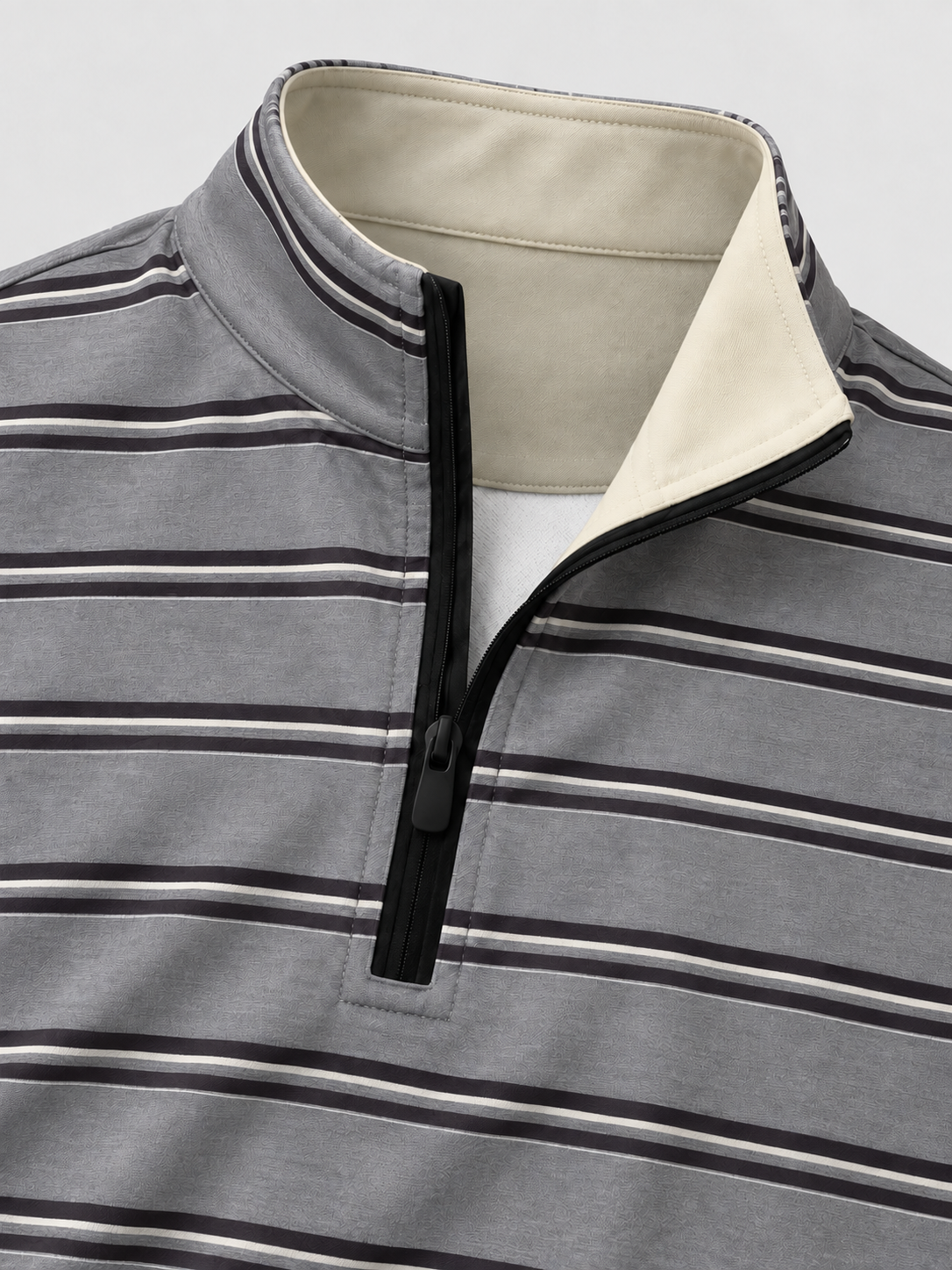 Heather Gray Fine-Line Stripe Performance Golf Quarter-Zip Pullover