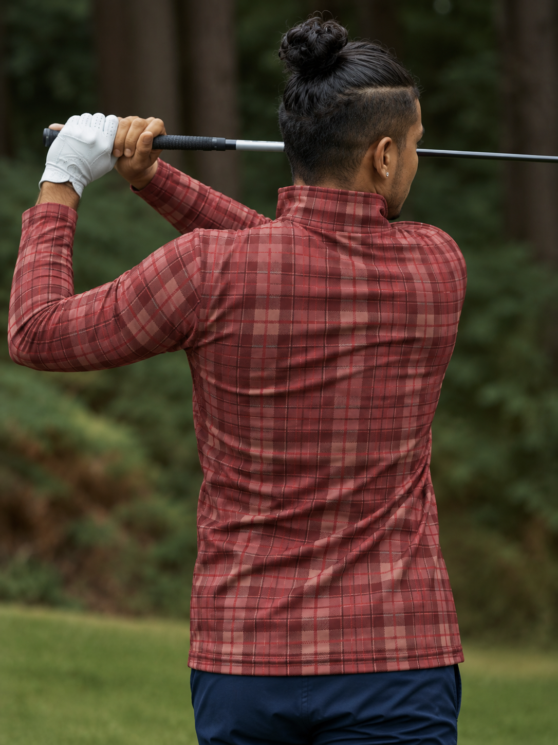 Burgundy Heritage Plaid Performance Quarter-Zip Pullover