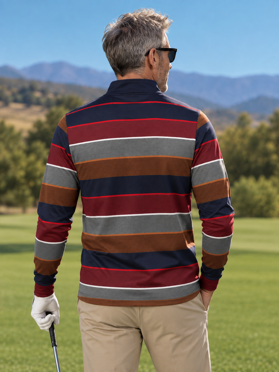 Burgundy Charcoal and Copper Color-Block Performance Golf Quarter-Zip Pullover