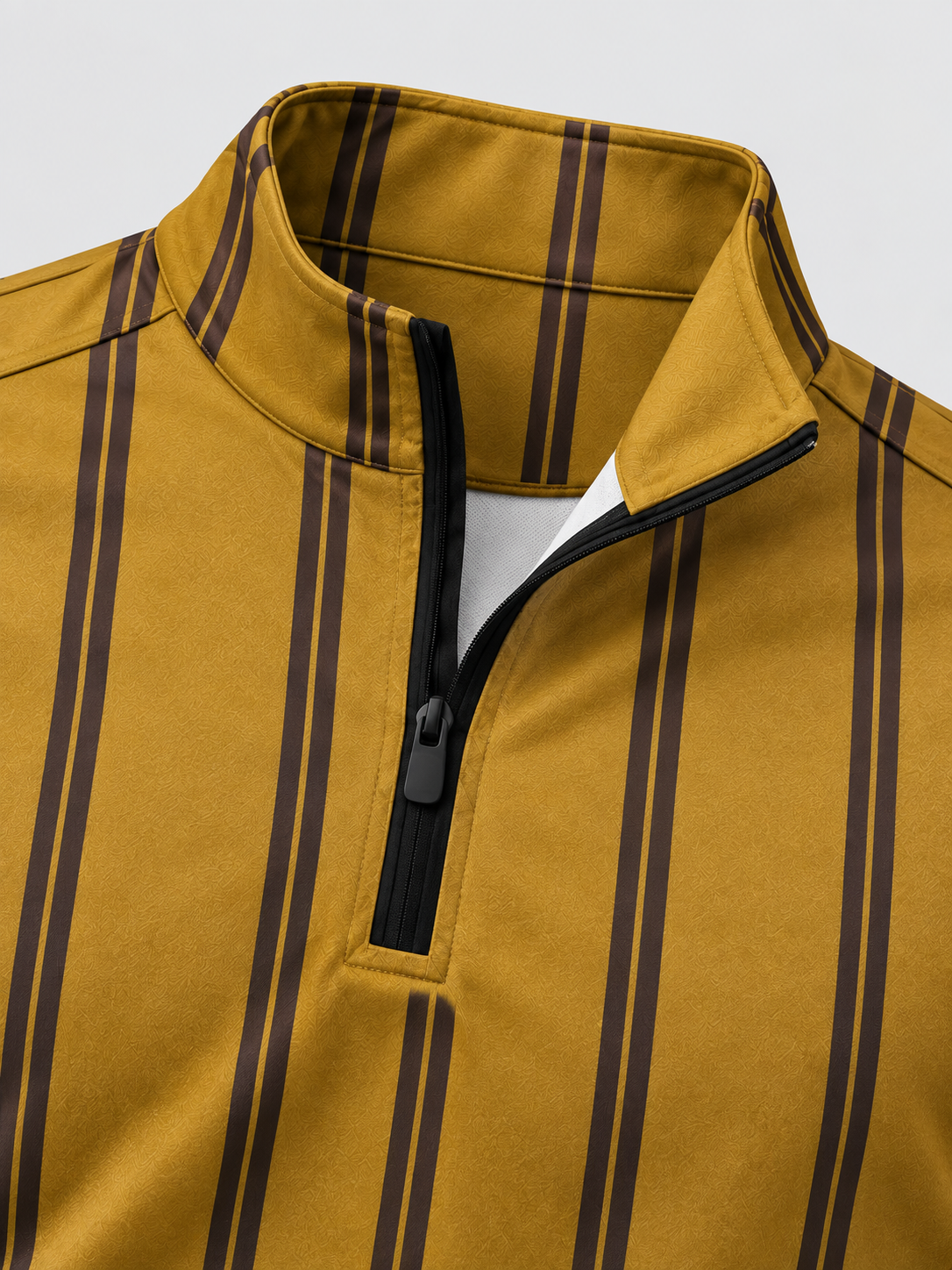 Mustard Yellow Striped Performance Golf Quarter-Zip Pullover