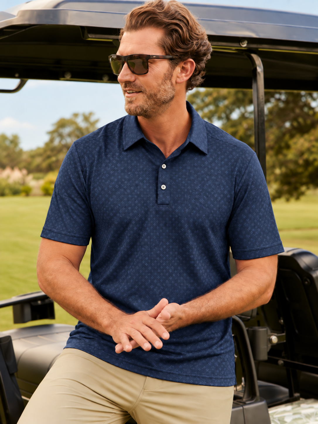 Midnight Microprint Performance Golf Polo