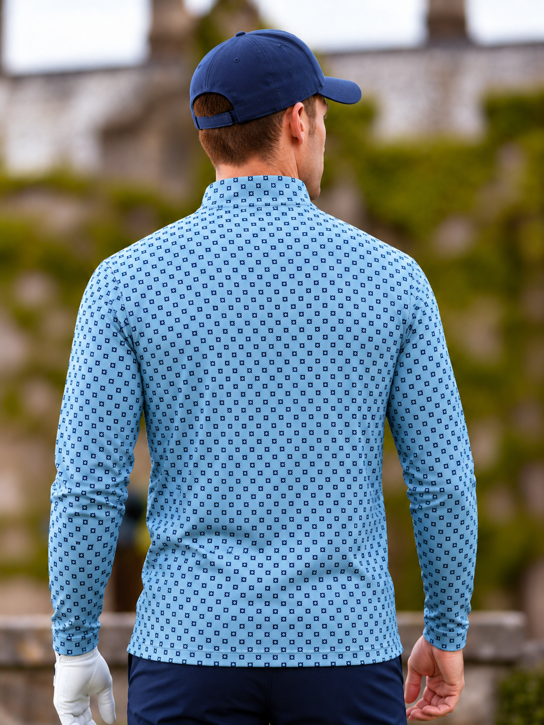 Sky Blue Floral Performance Golf Quarter-Zip Pullover