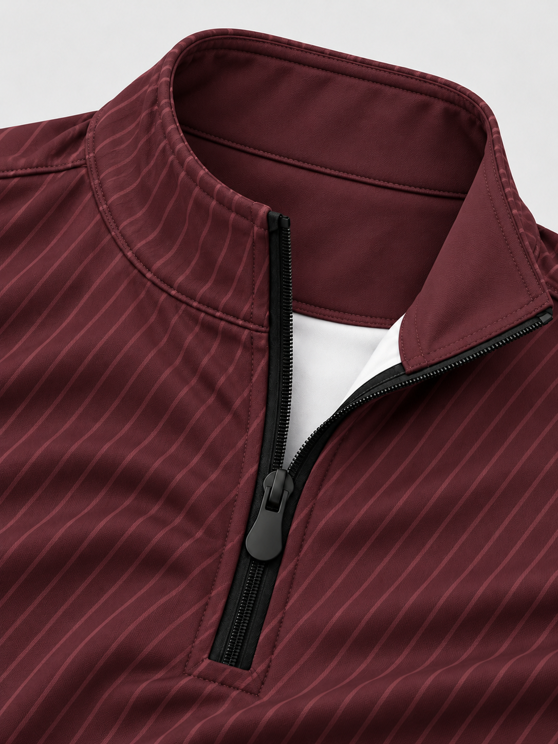 Burgundy Diagonal Stripe Print Performance Golf Quarter-Zip Pullover