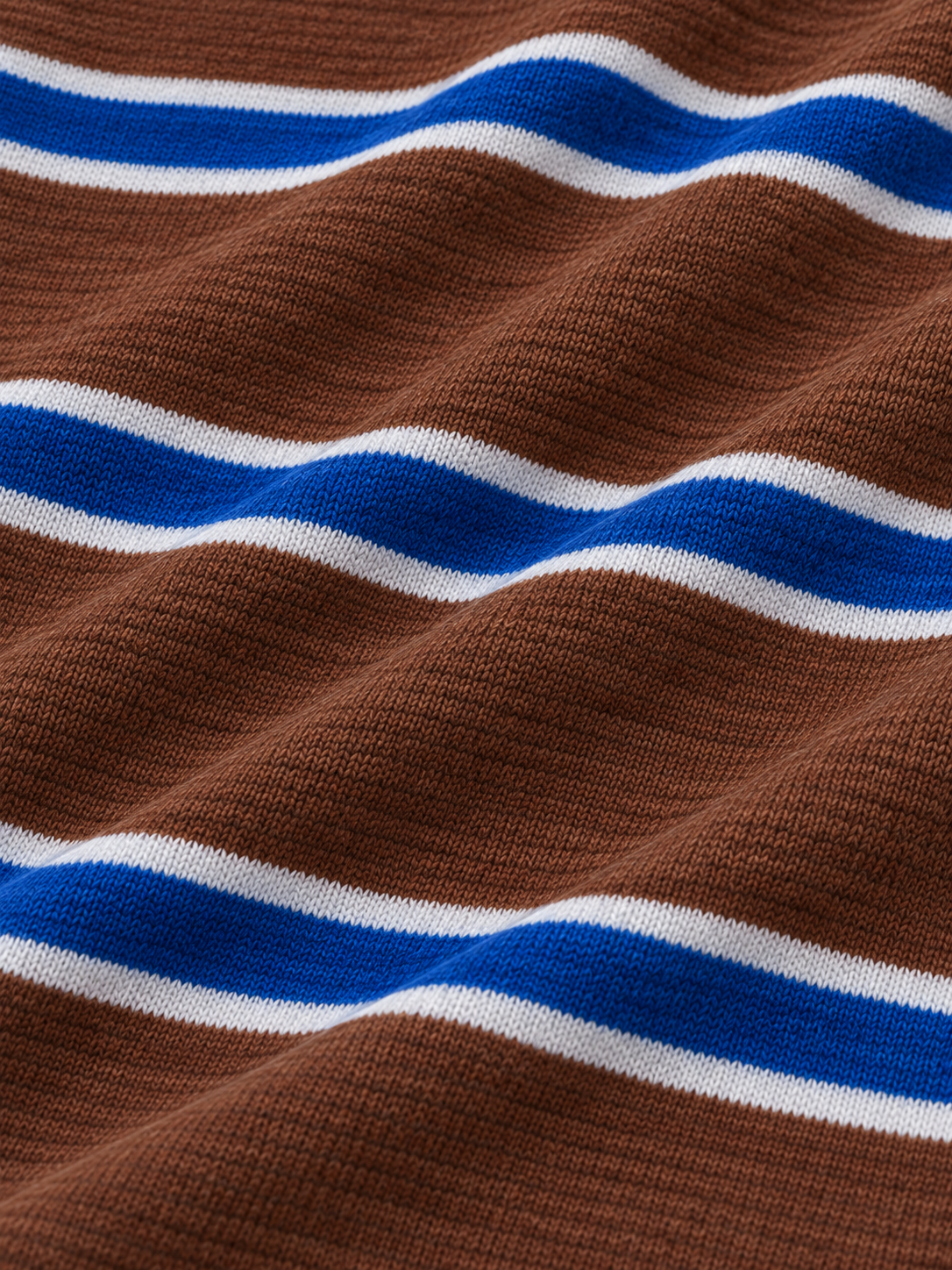 Chocolate Brown Cobalt and White Stripe Performance Golf Quarter-Zip Pullover