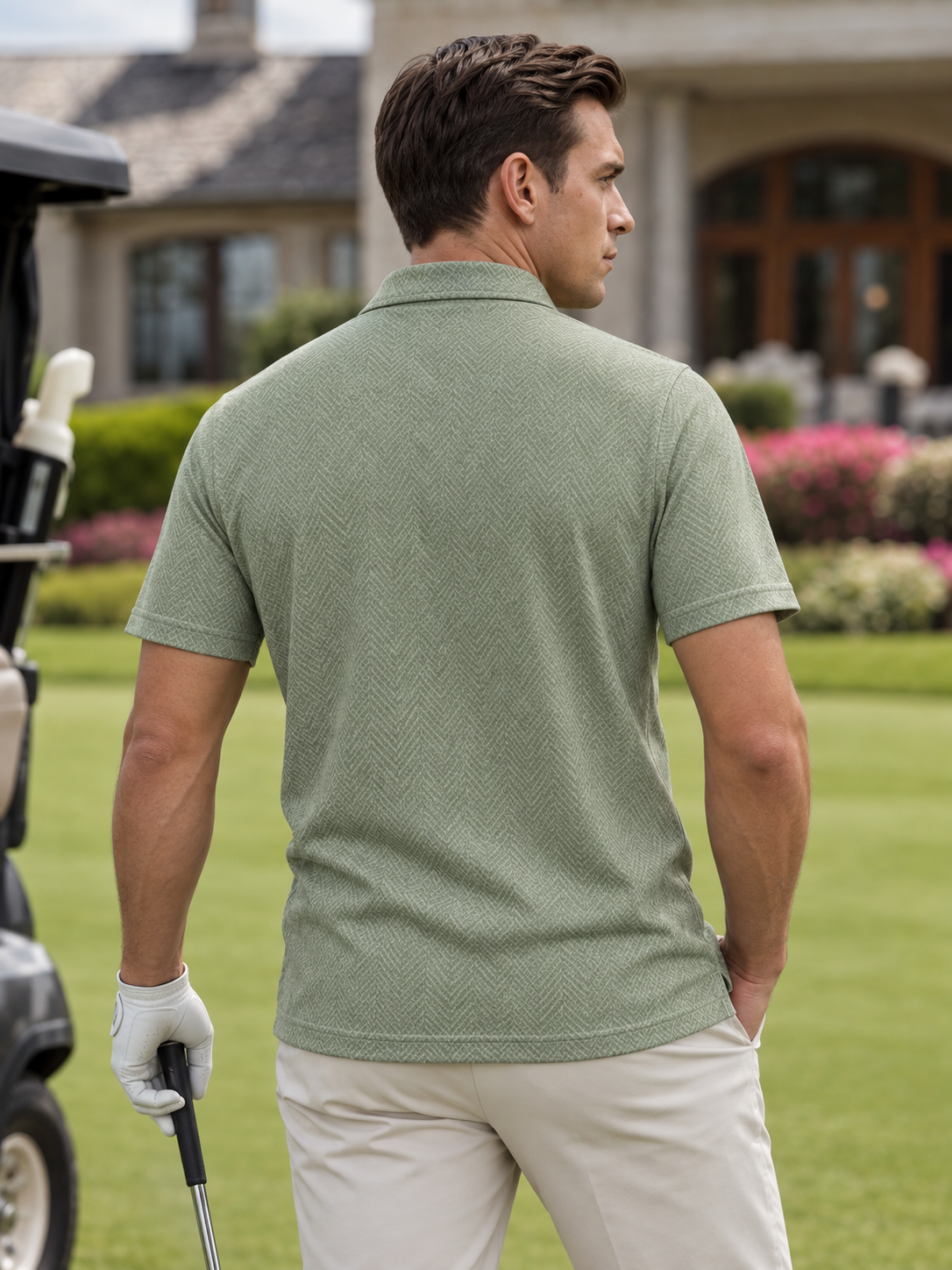 Sage Chevron Performance Golf Polo