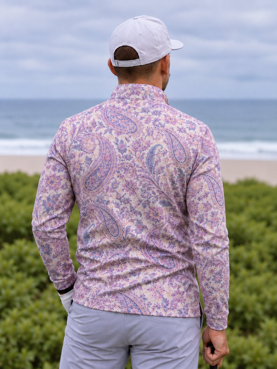 Lavender Paisley Quarter-Zip Pullover
