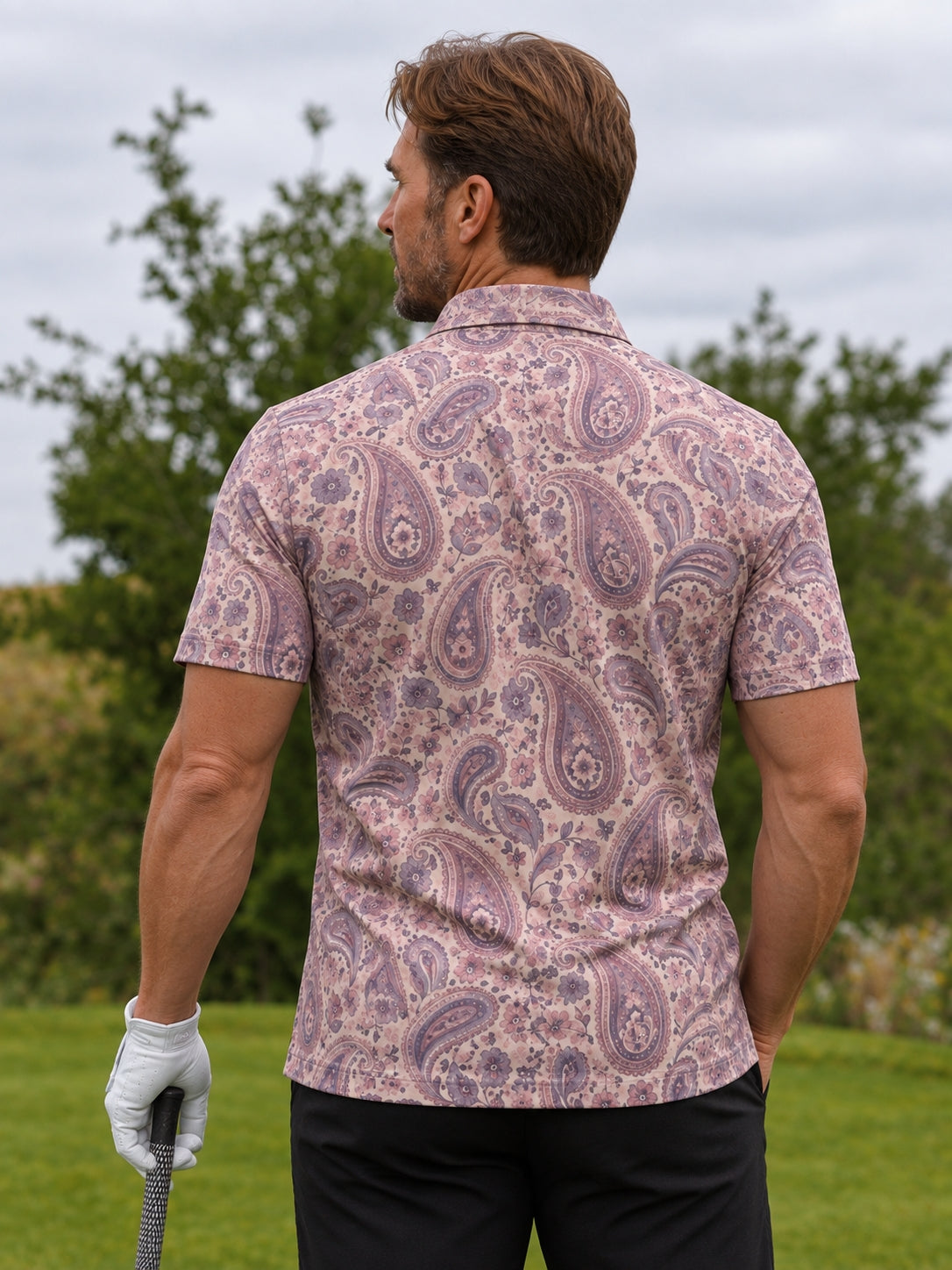 Blush Paisley Golf Polo